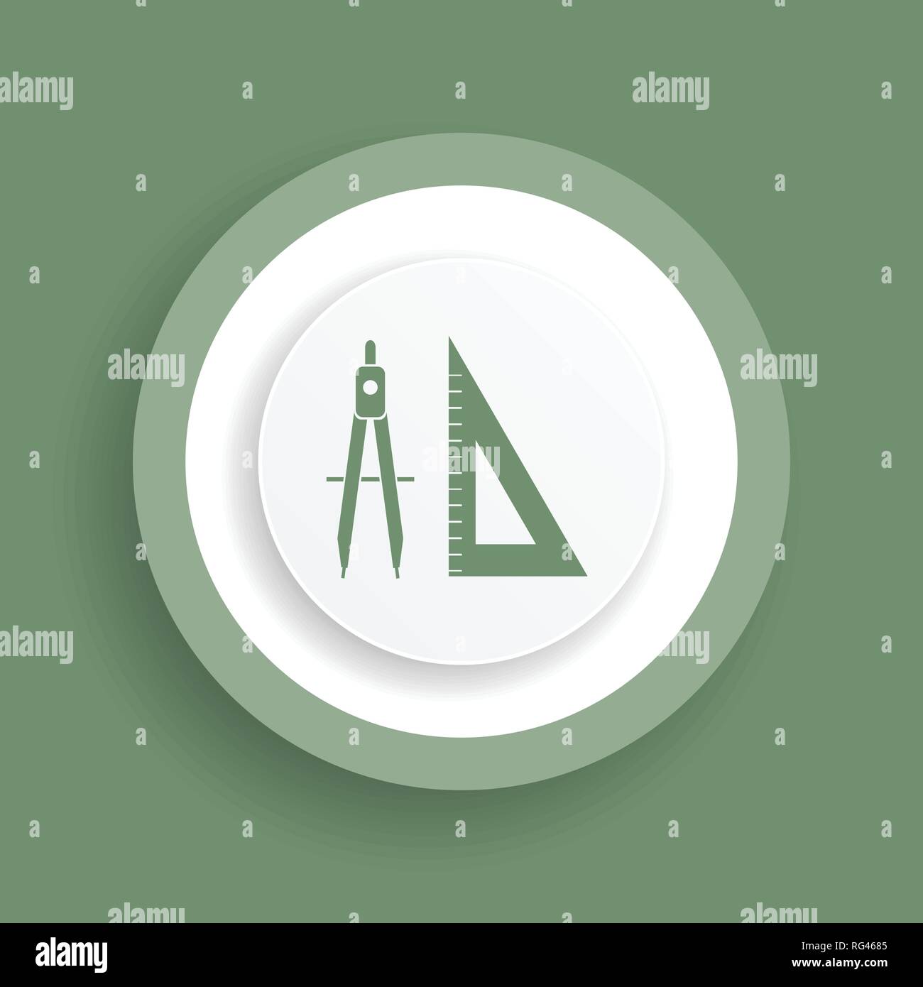 Divider and setsquare vector icon. Flat design geometry sign Stock Vector