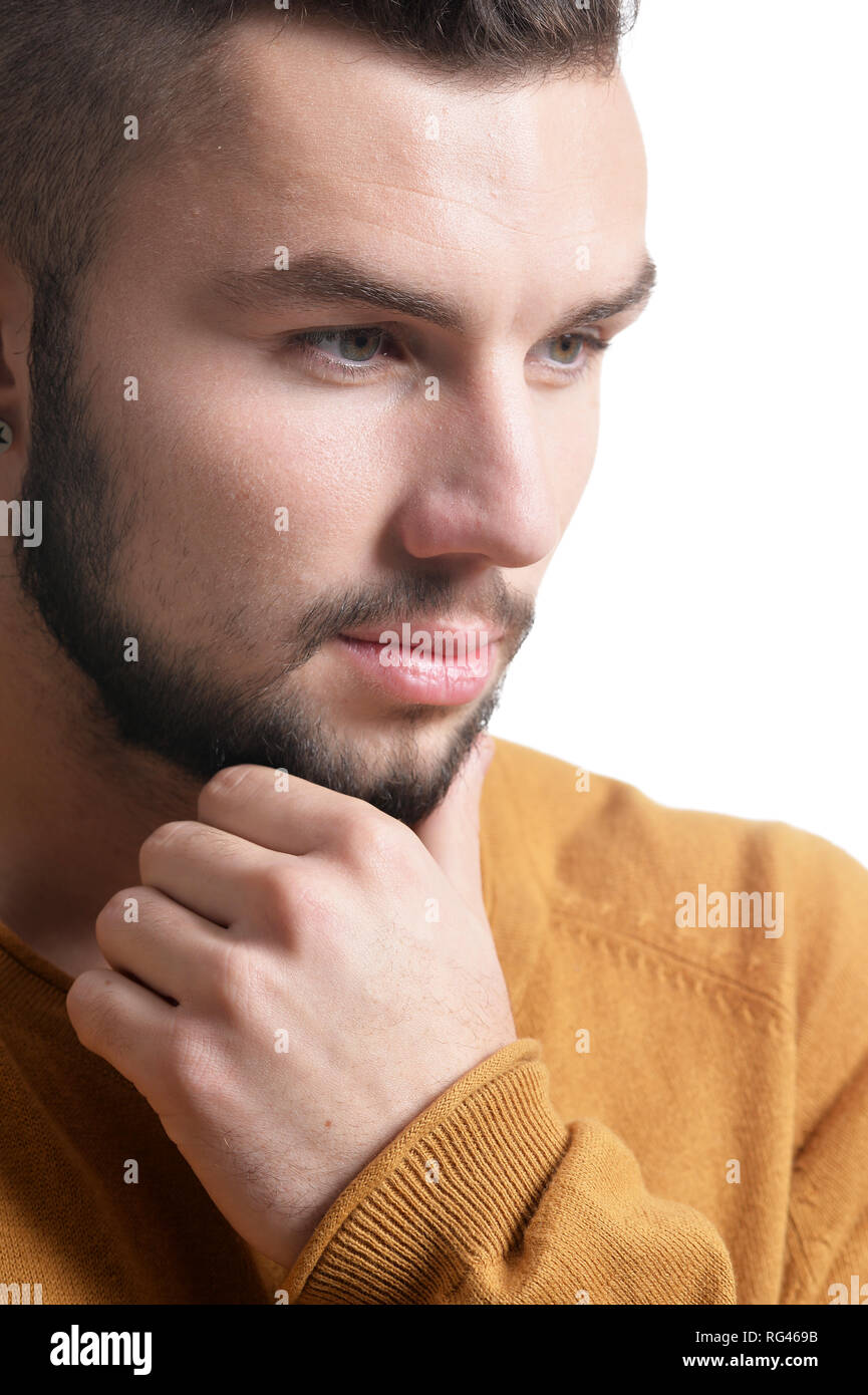 Portrait of handsome young man on white background Stock Photo - Alamy