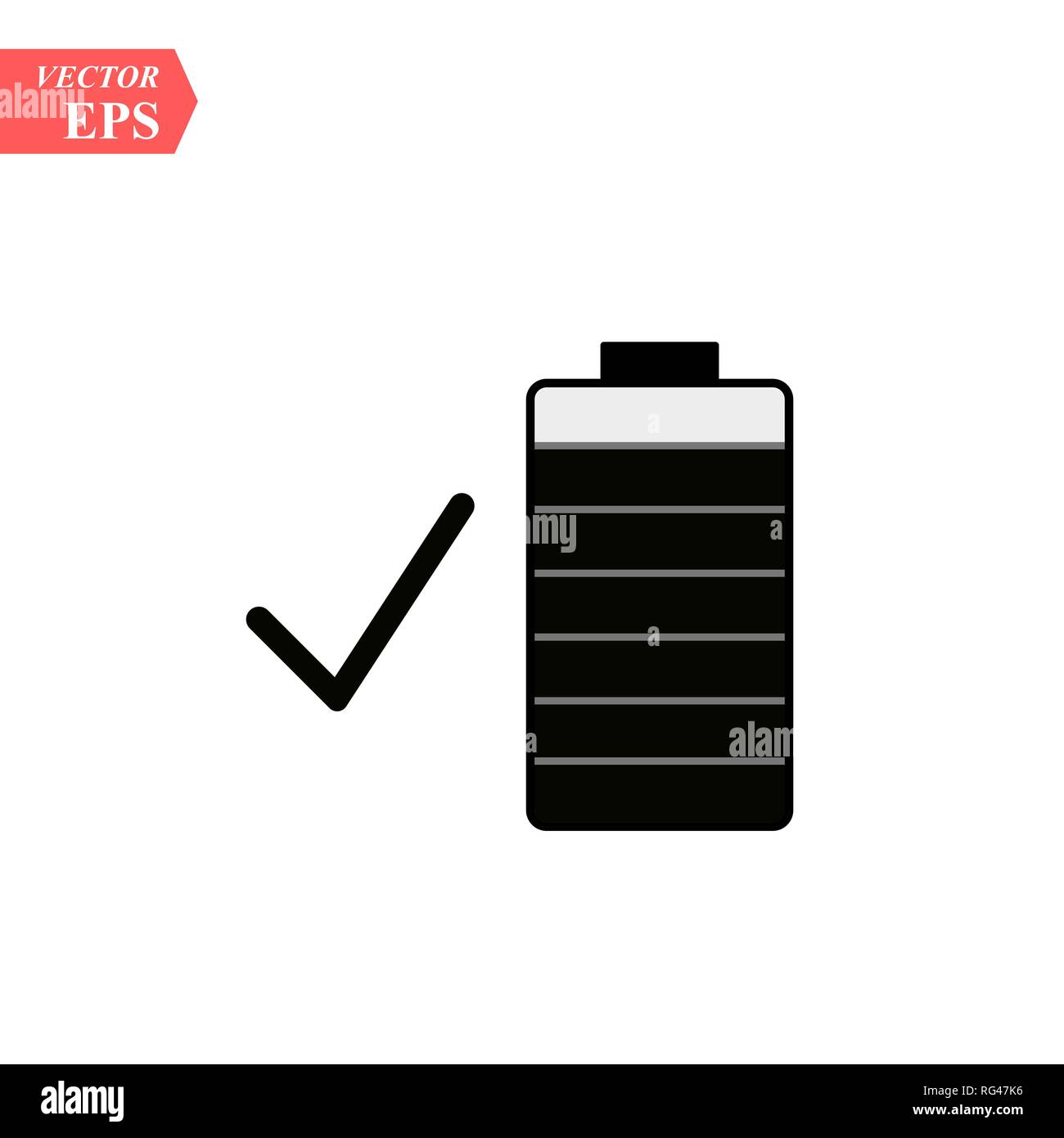 Cellular Battery. Flat Icon. Simple black symbol on white background