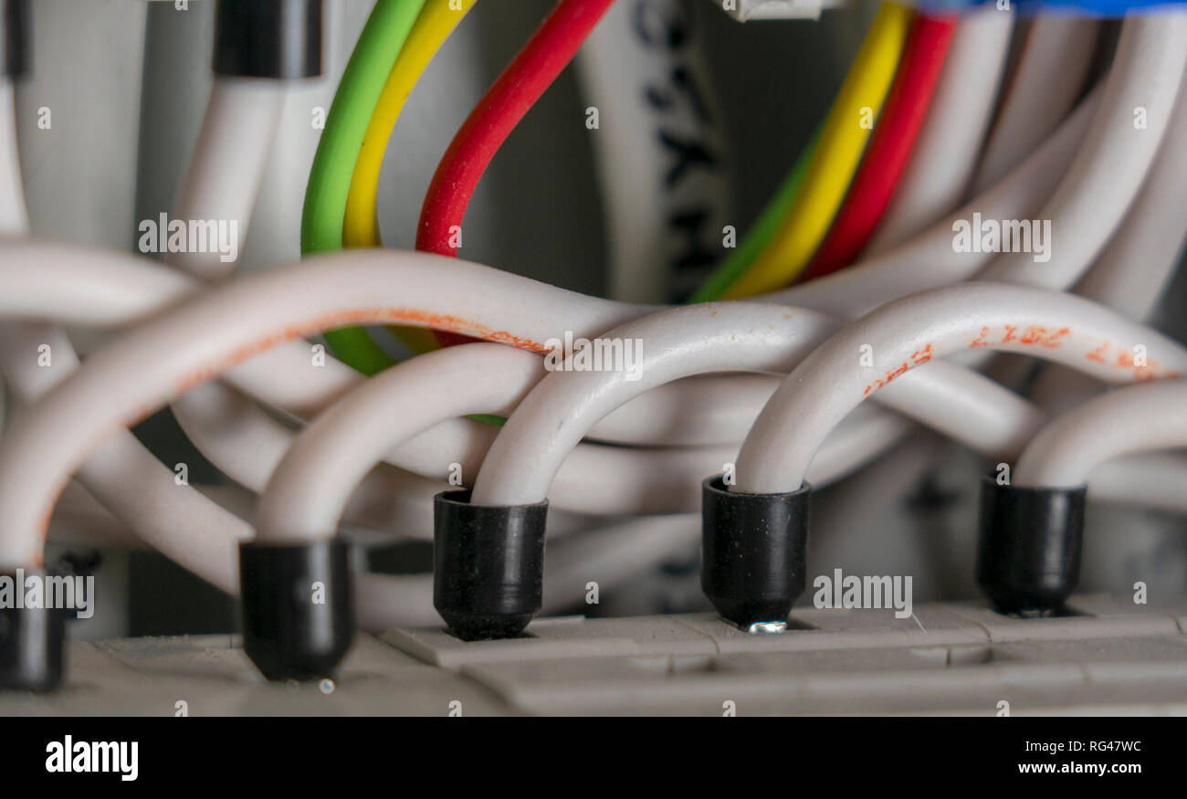 electrical switchboard electricity connection stock photosterminals, contacts, circuit breakers wiring in electrical switchboard providing a safe supply of electricity