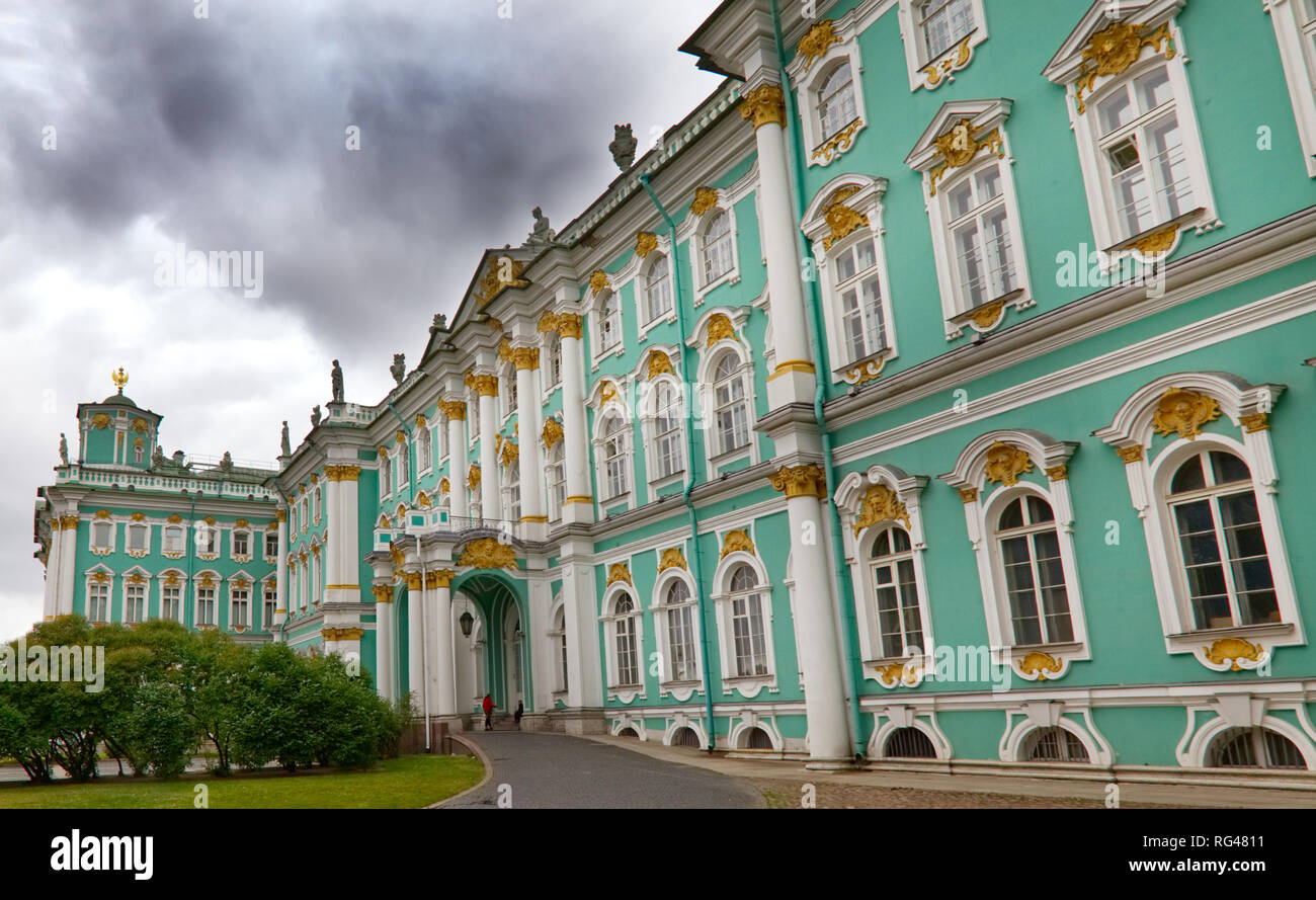 June 30, 2018 - The front side of the Winter Palace in Russia, former home to the Russian monarchy Stock Photo