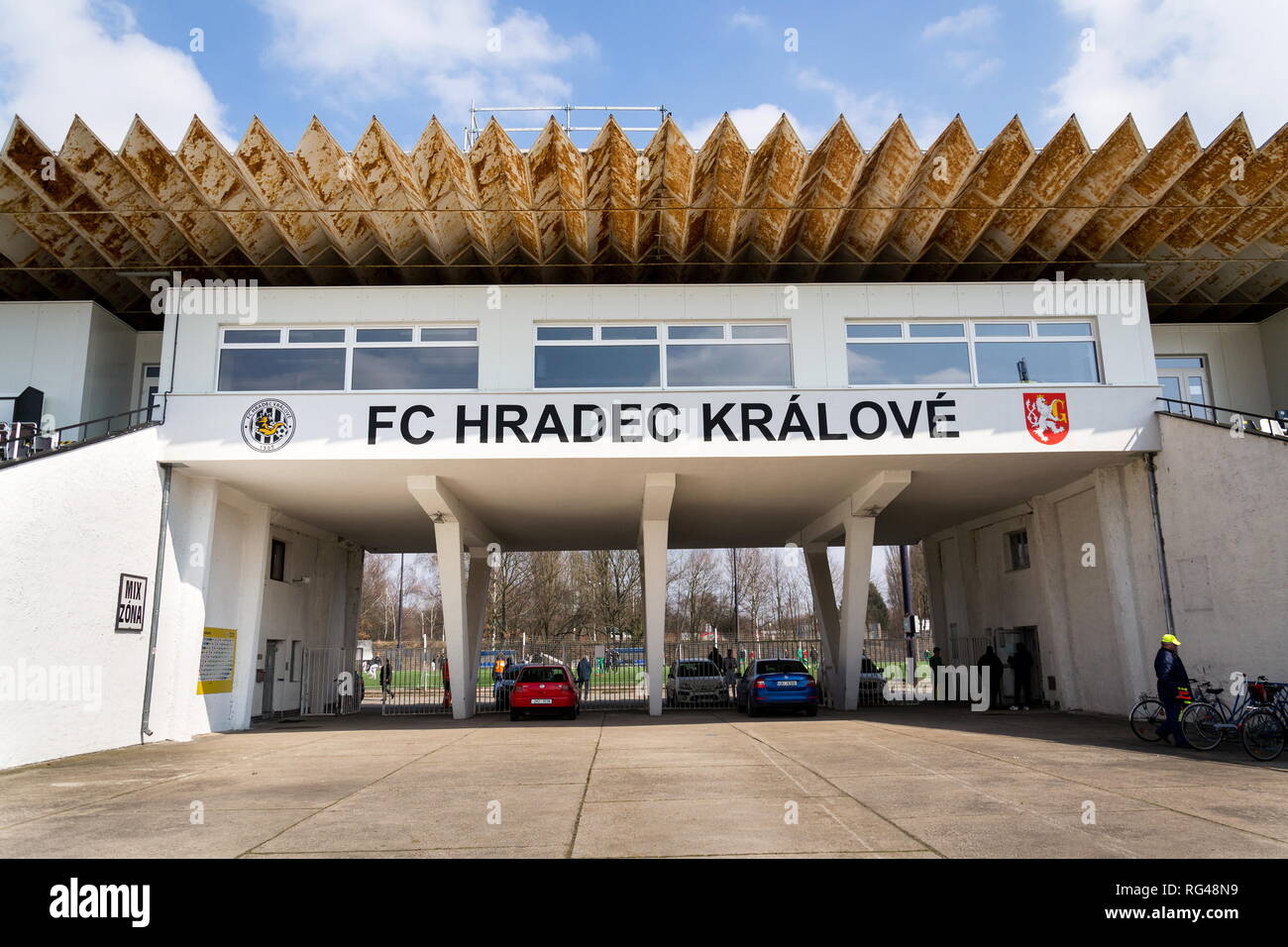 HRADEC KRALOVE, CZECH REPUBLIC - MARCH 25 2018: FC Hradec Kralove football club sport stadium on March 25, 2018 in Hradec Kralove, Czech republic. Stock Photo
