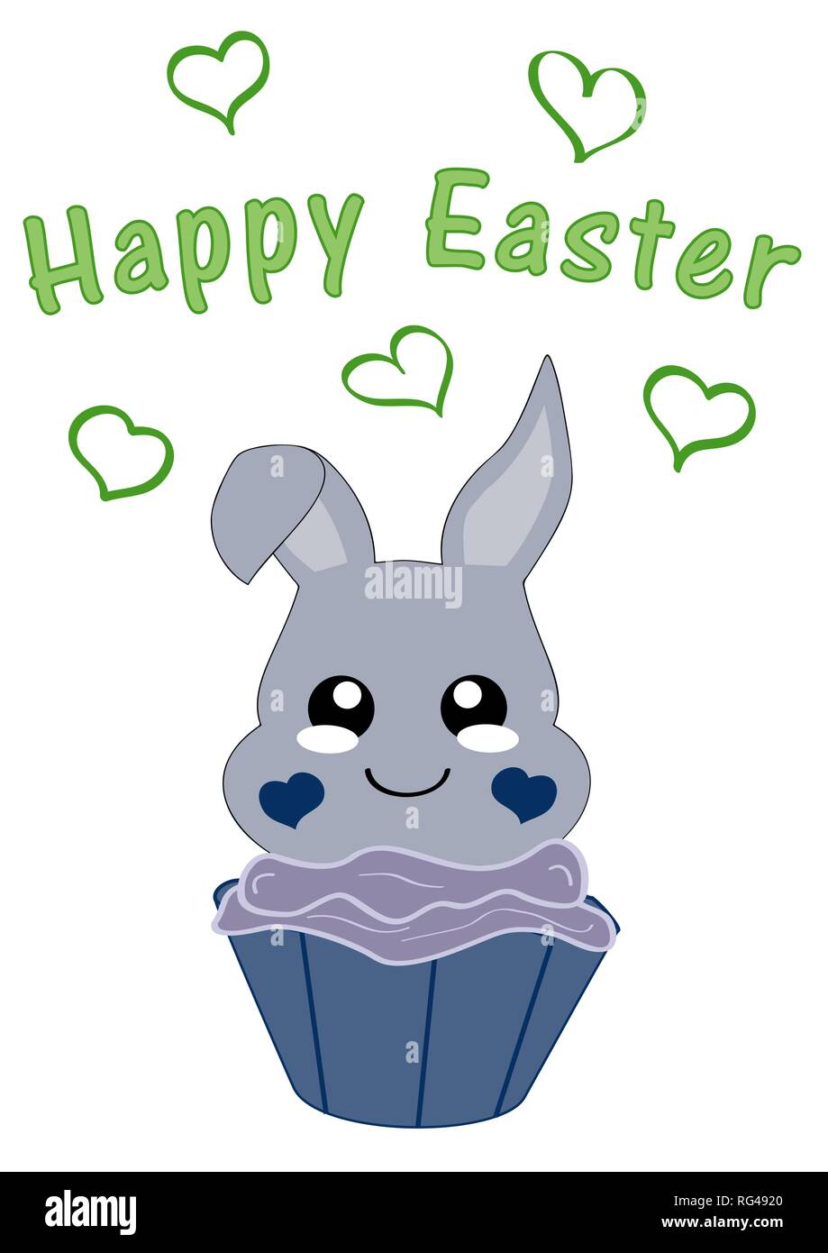 Kawaii easter bunny boy in cupcake. Vector file EPS 10 Stock Vector