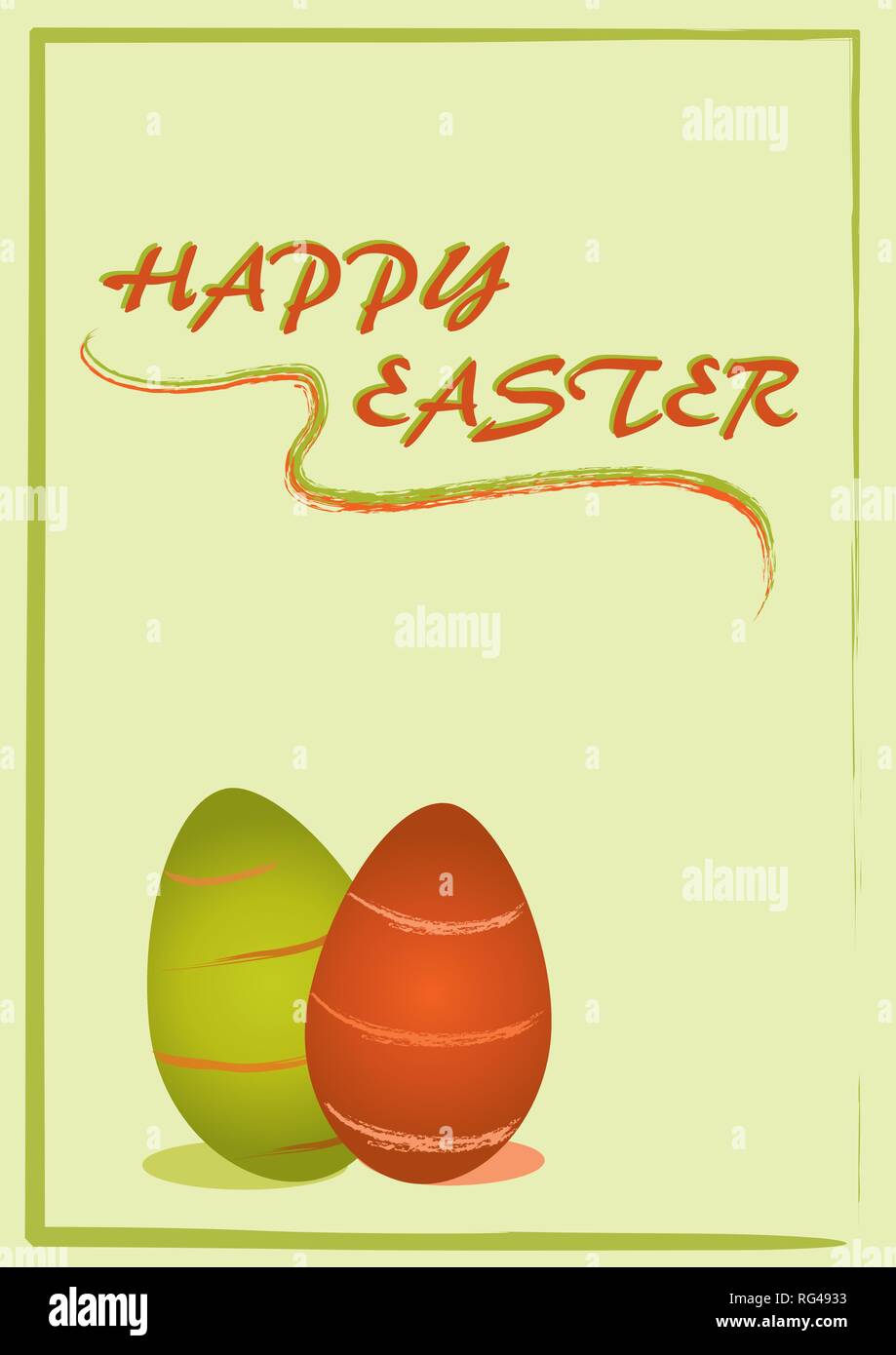 Easter card with striped Easter eggs and the text Happy Easter. Eps 10 vector file Stock Vector