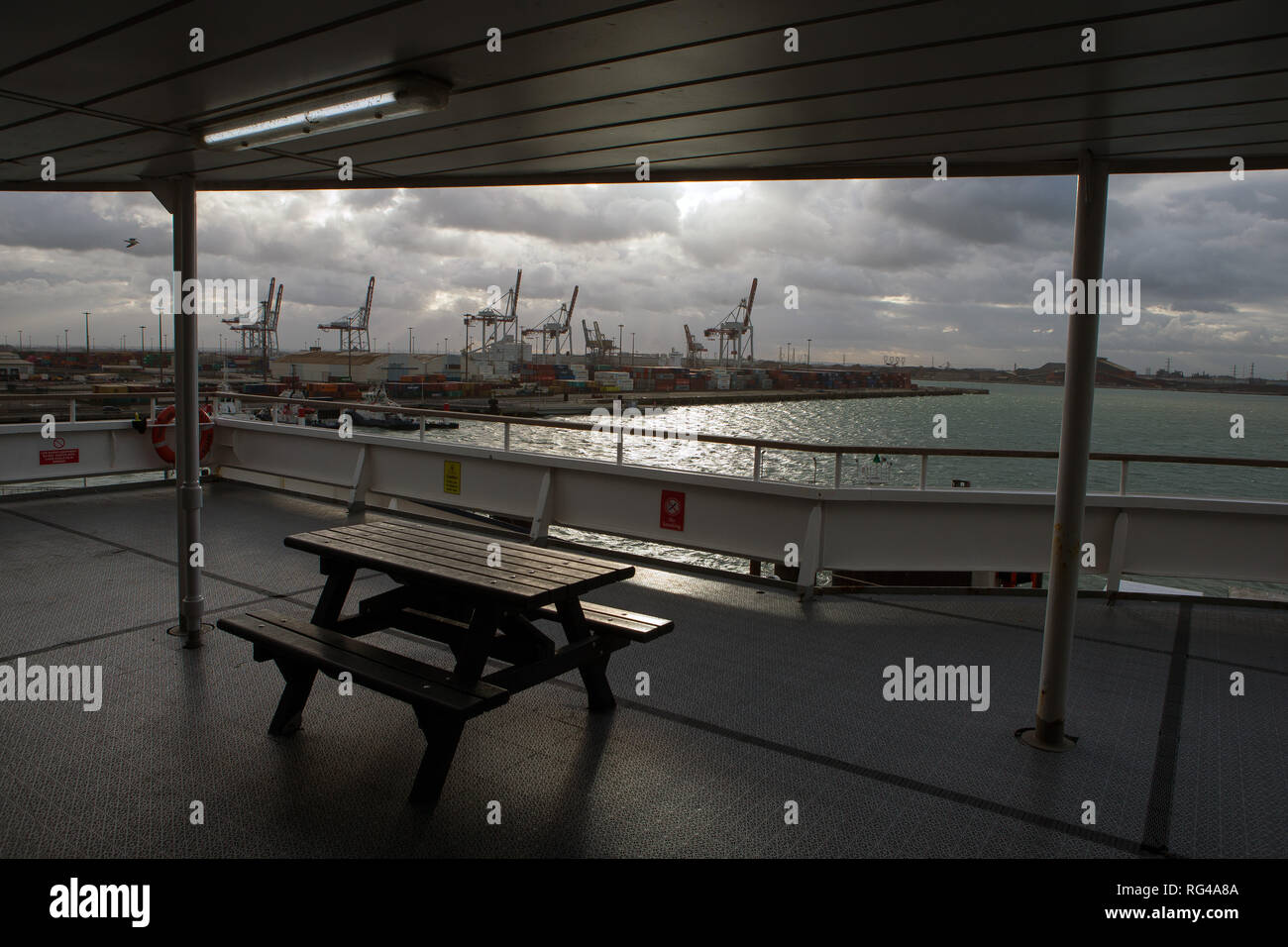 The outside passenger deck of the DFDS Car Ferry 'Dunkirk Seaways