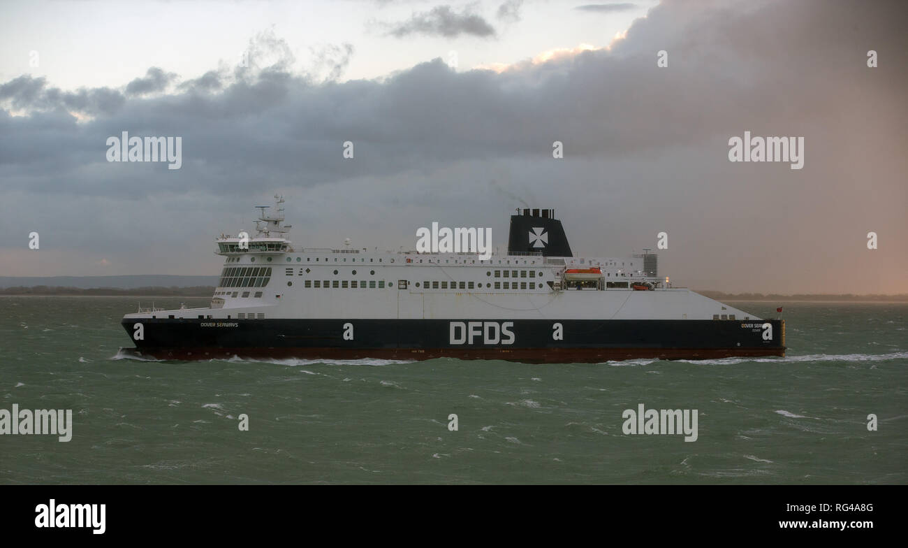 The DFDS Car Ferry 'Dover Seaways' crossing the english channel from