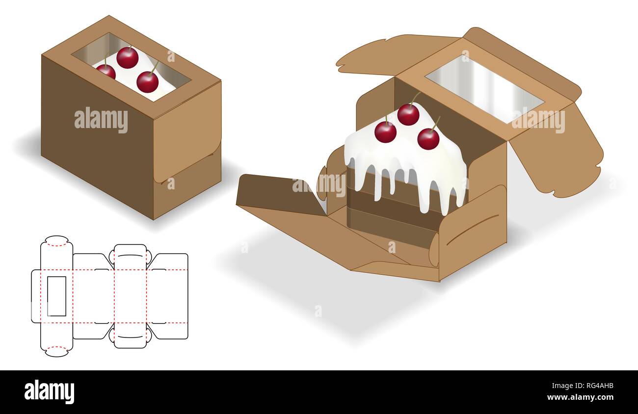 Box packaging die cut template design. 3d mock-up Stock Vector