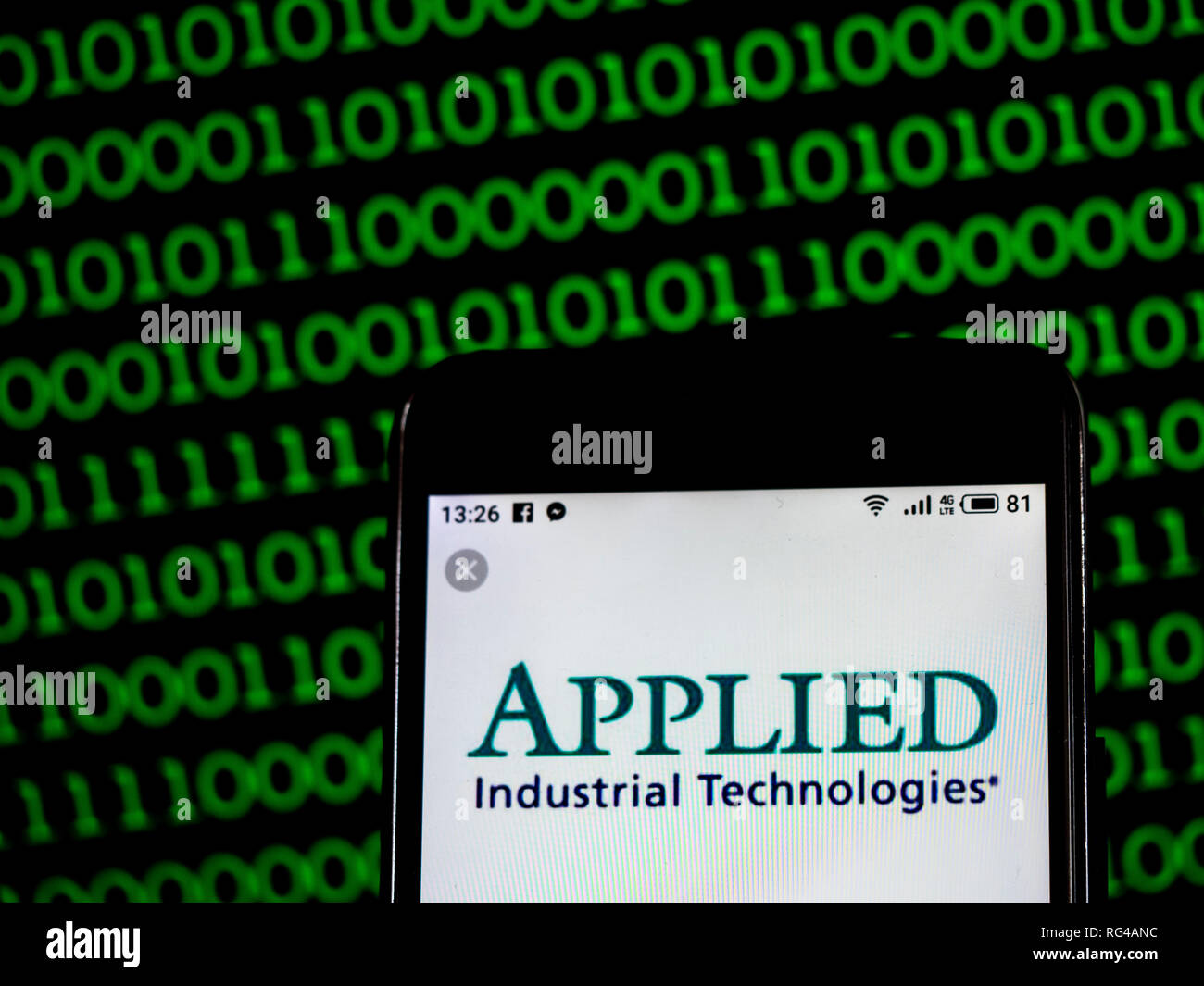 Applied Industrial Technologies Company logo seen displayed on a smart ...