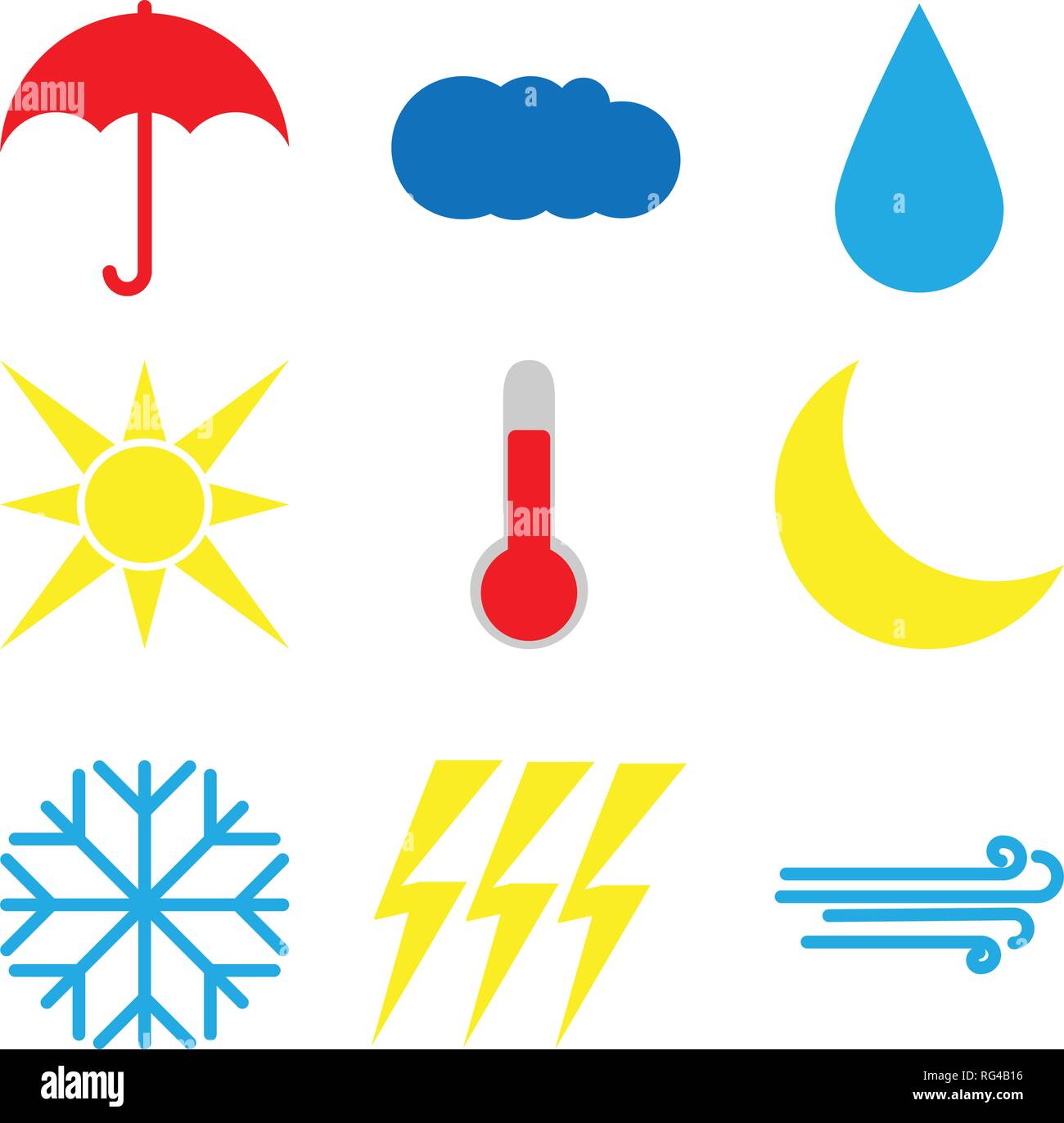 Vector illustration. Set of weather icons. Flat style Stock Vector ...