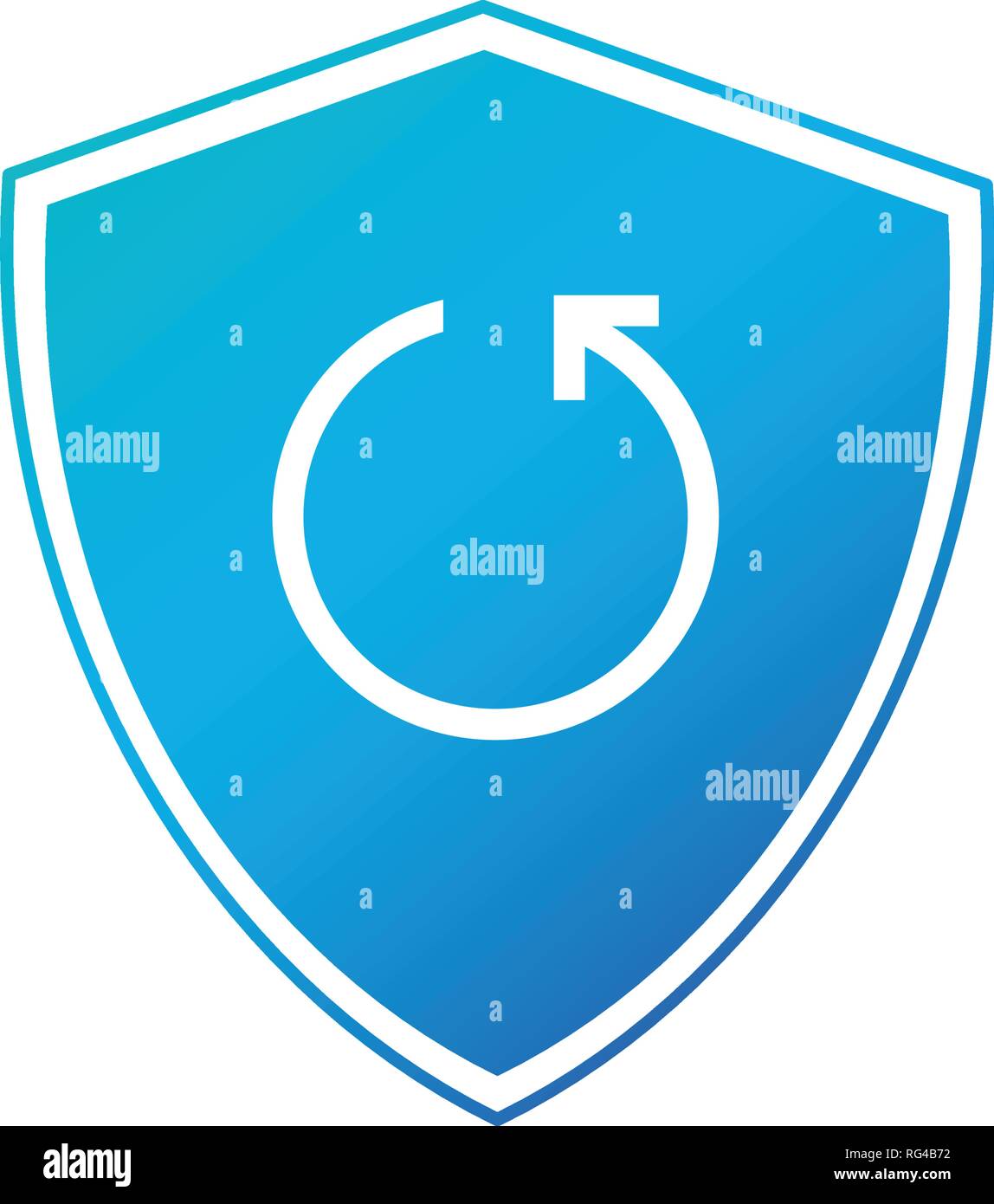 shield security concept with circle refresh arrow, vector illustration ...