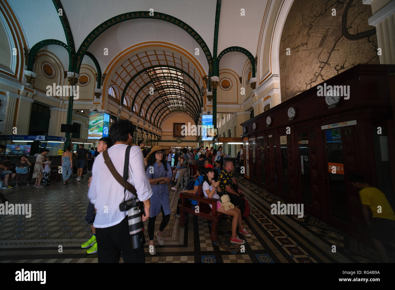 Stock Photo Of Saigon Central Post Office Designed By Gustave Eiffel Local People And Tourist Sightseeing At Post Office Ho Chi Minh City Vietnam Stock Photo Alamy