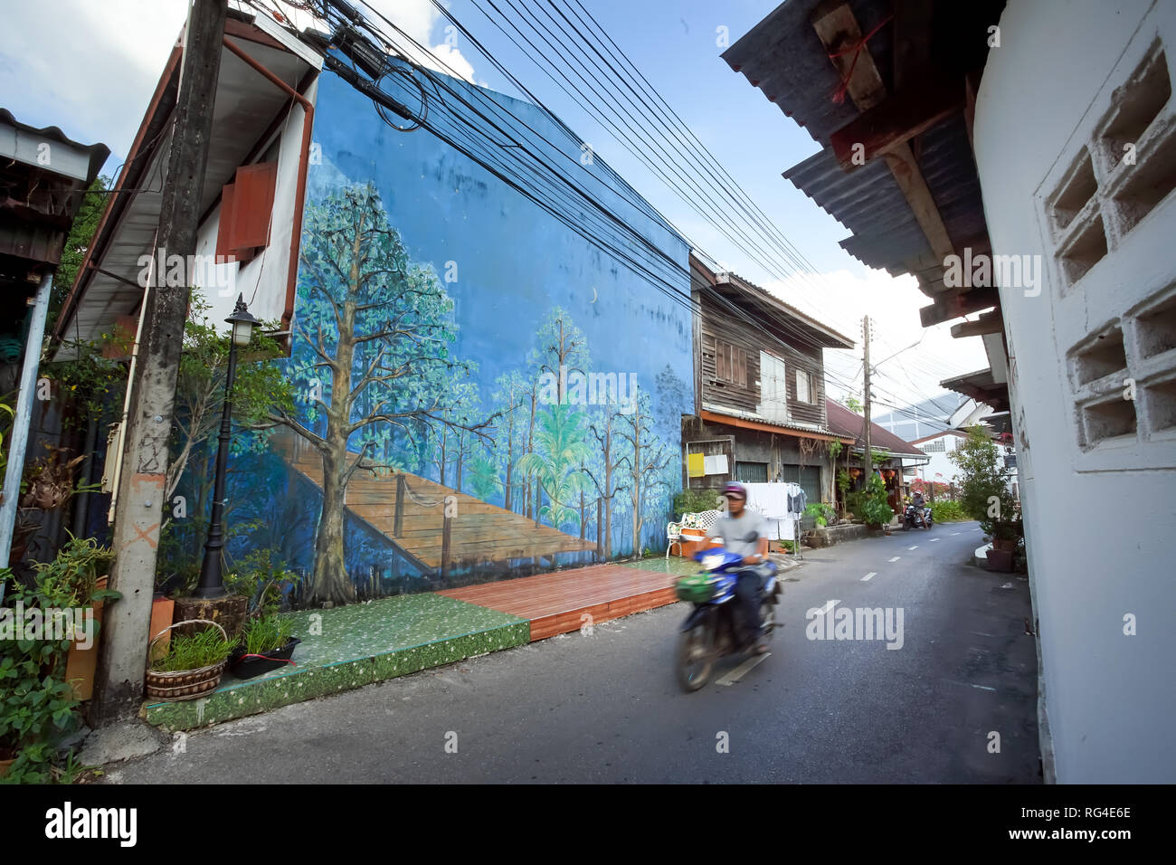 Trad, Thailand - December 01, 2018: Scenery of Klong Bang Pra in Trad province, Thailand. This is old village that become to the travel destination of Stock Photo