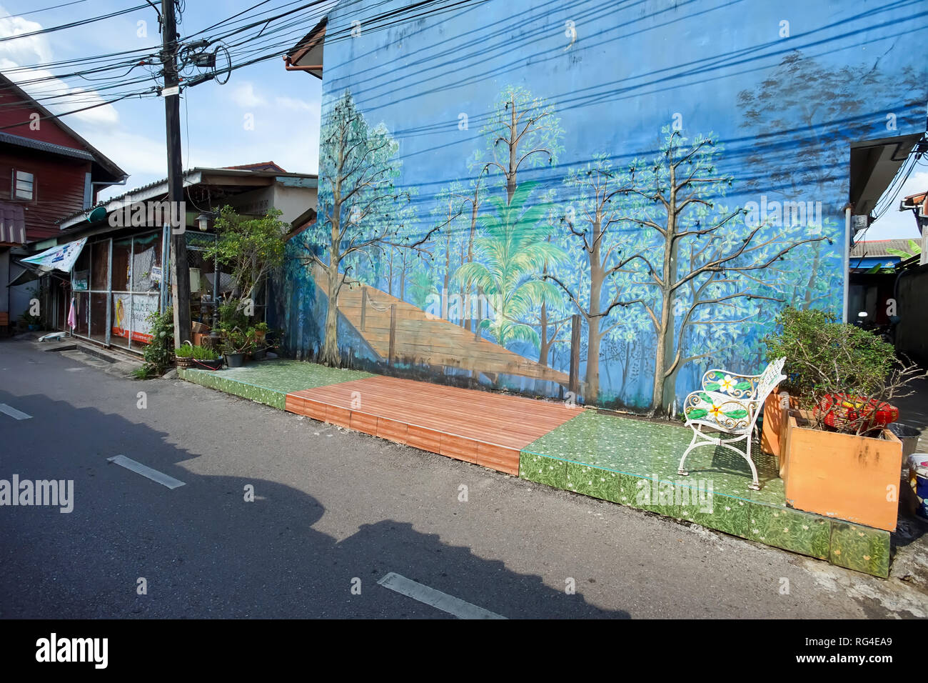 Trad, Thailand - December 01, 2018: Scenery of Klong Bang Pra in Trad province, Thailand. This is old village that become to the travel destination of Stock Photo