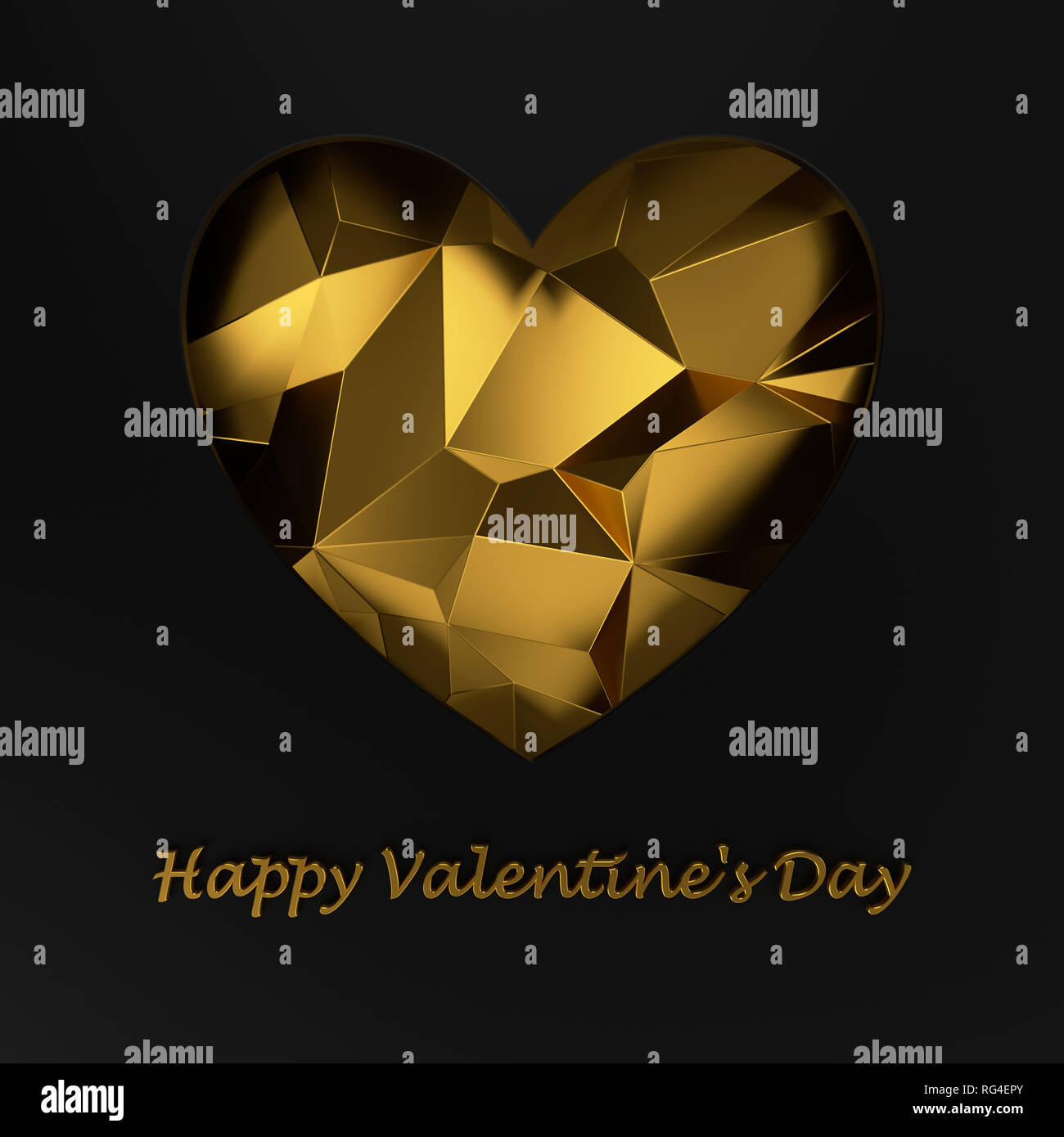 Happy Valentines Day concept. Paper cut heart card black and gold Stock ...