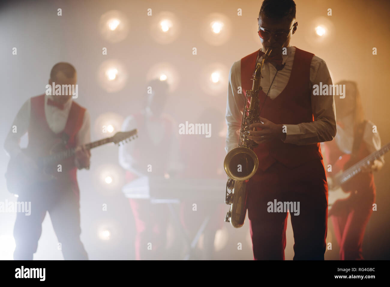 live stage performing at night club Stock Photo