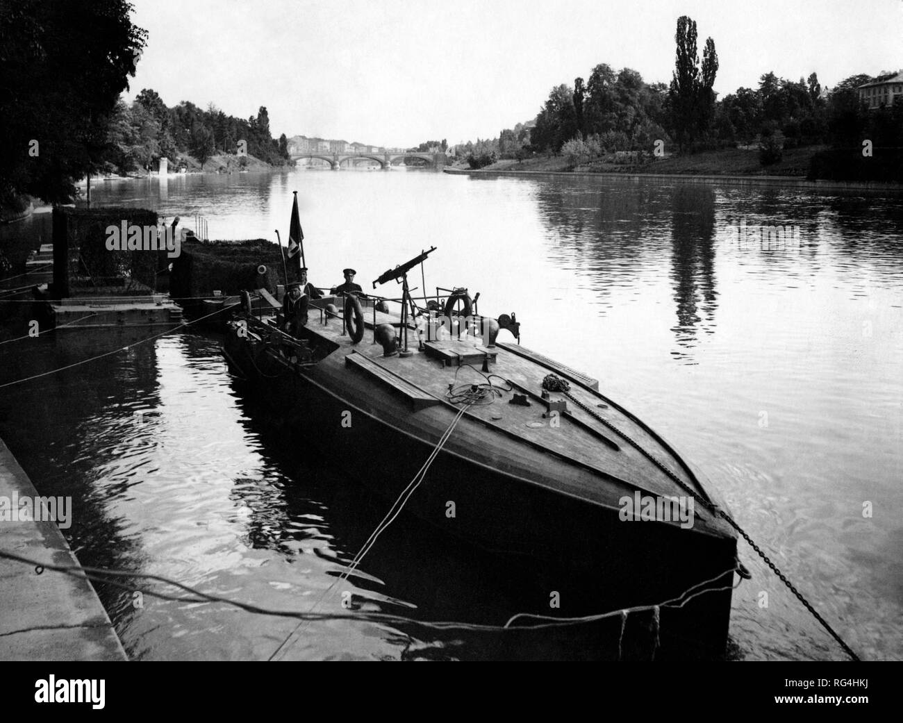 decima flottiglia MAS, first world war, mas 95 on po river, italy, 1915-18 Stock Photo