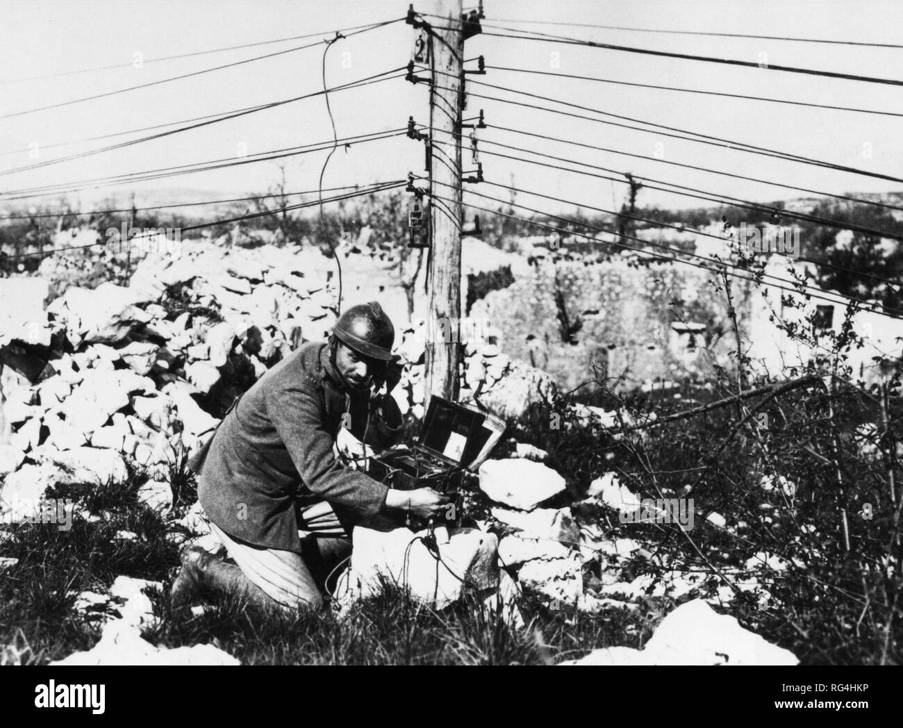 telegraphist engineer, karst upland, 1915-18 Stock Photo