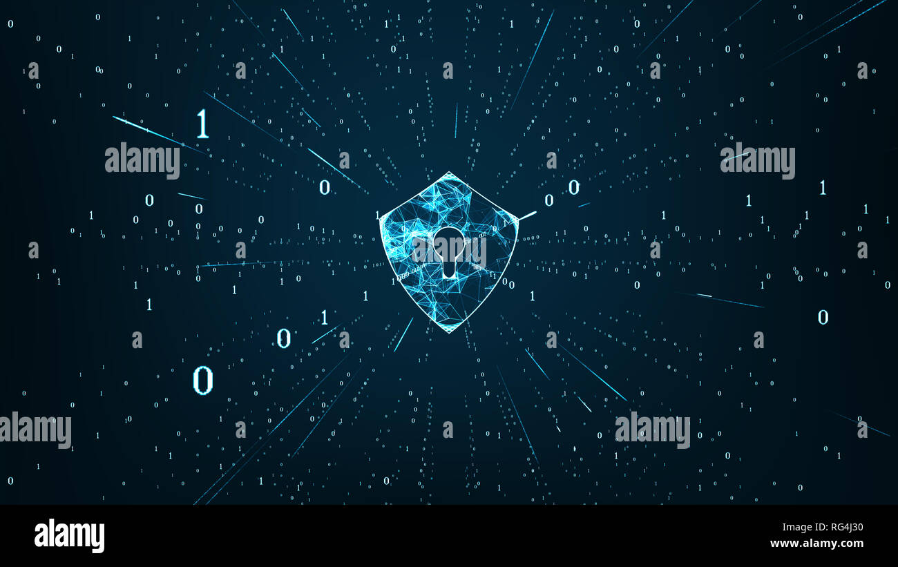 Data protection Cyber Security concept with Shield icon in cyber space ...