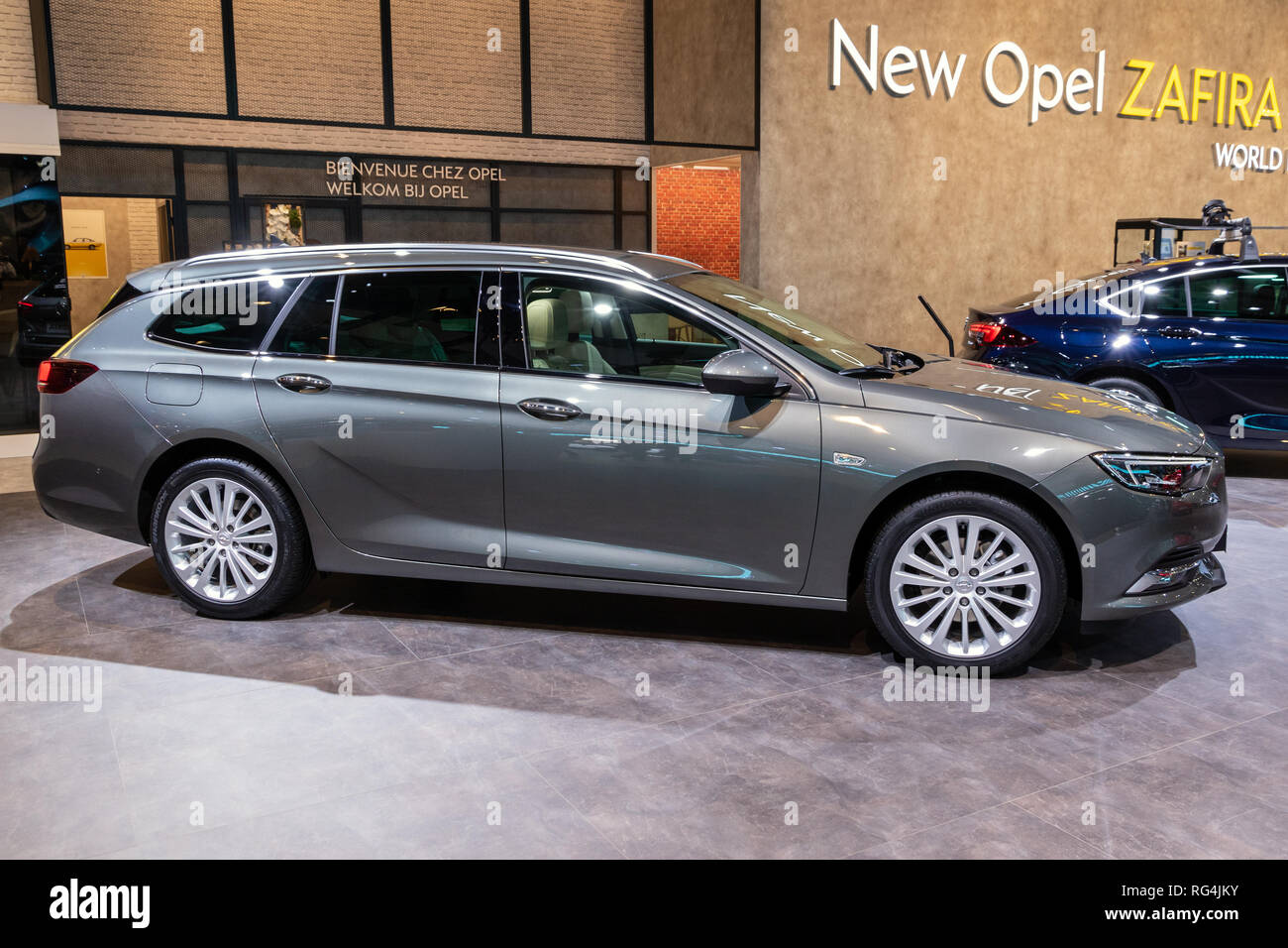 BRUSSELS - JAN 18, 2019: Opel Insignia car showcased at the 97th Brussels Motor Show 2019 Autosalon. Stock Photo