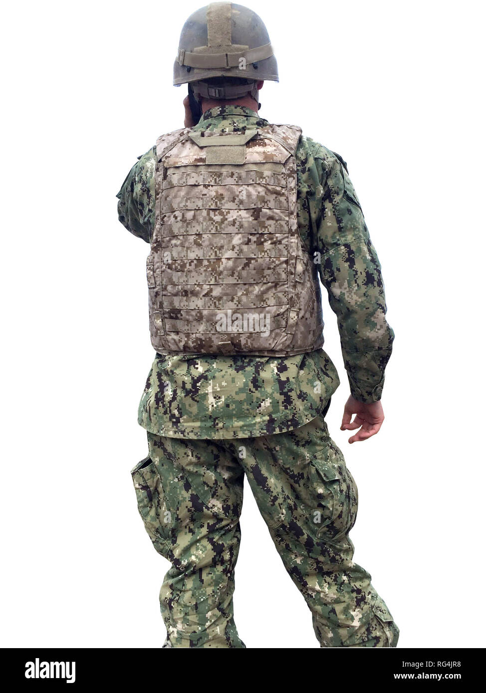 Modern military soldier isolated over a white background Stock Photo