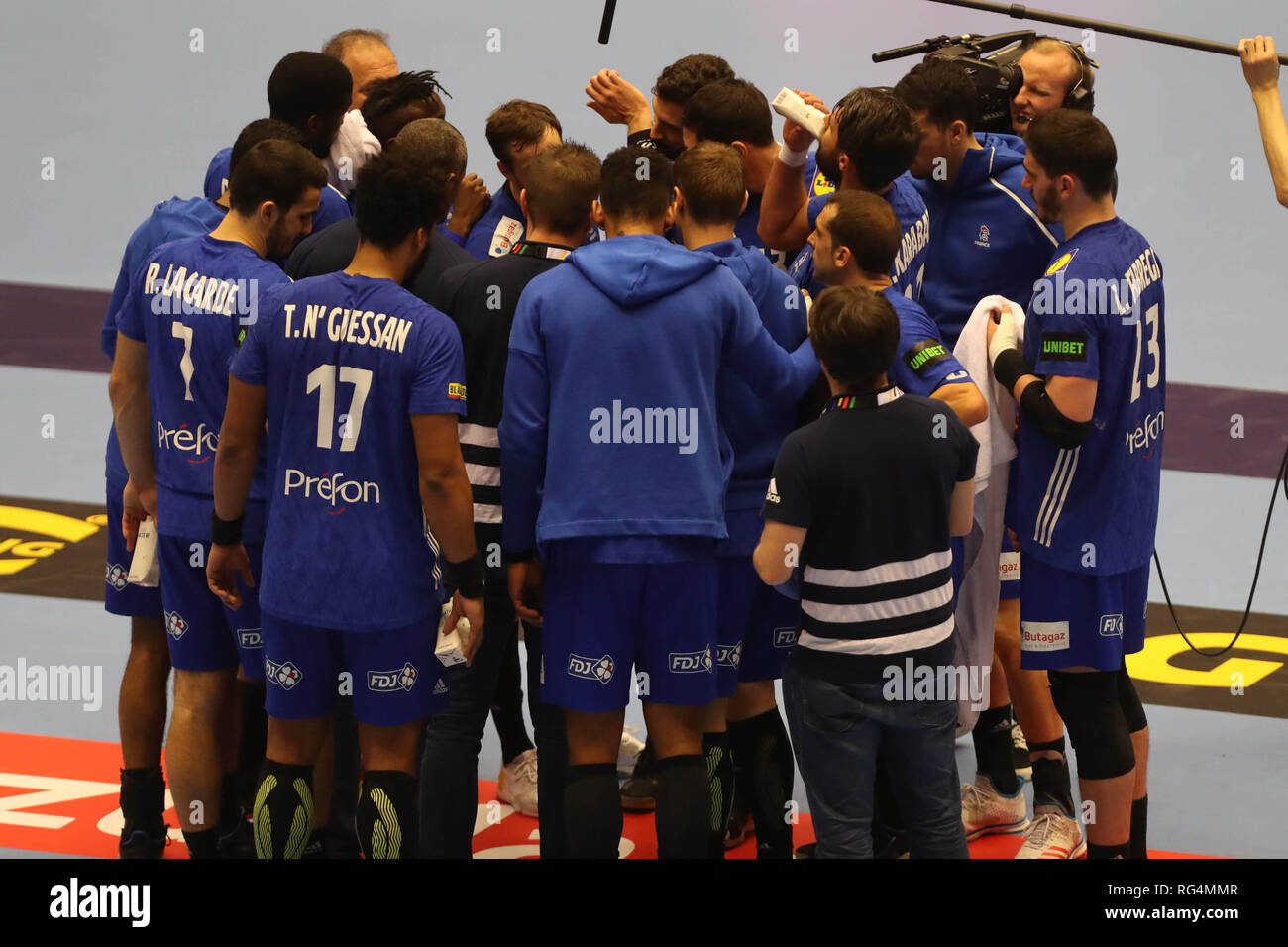 Herning, Denmark. 27th January 2019.Team France during the IHF Men's World Championship 2019, final round handball match between Germany and France on January 27, 2019 at Jyske Bank Boxen in Herning, Denmark - Photo Laurent Lairys / MAXPPP Credit: Laurent Lairys/Agence Locevaphotos/Alamy Live News Stock Photo