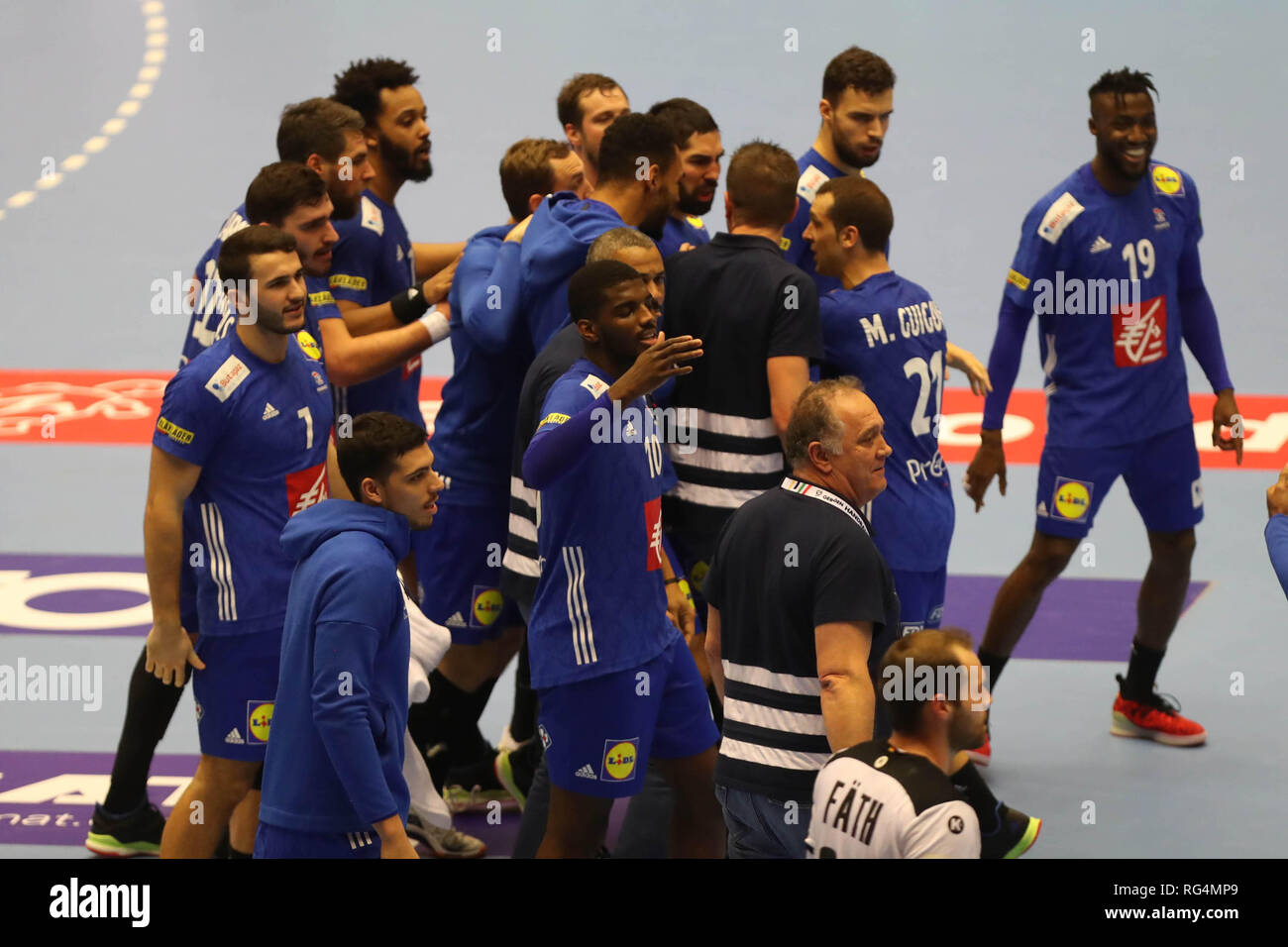 Herning, Denmark. 27th January 2019.Celebration Victory France during the IHF Men's World Championship 2019, final round handball match between Germany and France on January 27, 2019 at Jyske Bank Boxen in Herning, Denmark - Photo Laurent Lairys / MAXPPP Credit: Laurent Lairys/Agence Locevaphotos/Alamy Live News Stock Photo