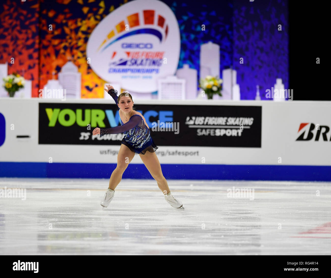 Detroit, Michigan, USA. 25th Jan, 2019. HANNAH MILLER competes in the