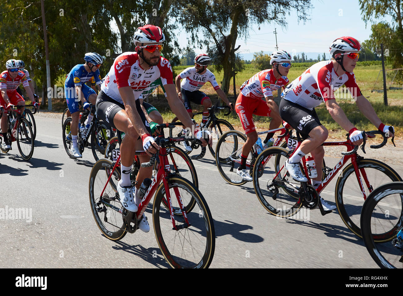 San Juan, Argentina. 27th Jan, 2019. MENDOZA, ARGENTINA - January 27: cyclists of the Lotto Soudal team, during theStage 1, 159.1 km. Difunta Correa in the 37th Vuelta a San Juan 2019 on January 27, 2019 in San Juan, Argentina. Credit: Alexis Lloret/Alamy Live News Stock Photo
