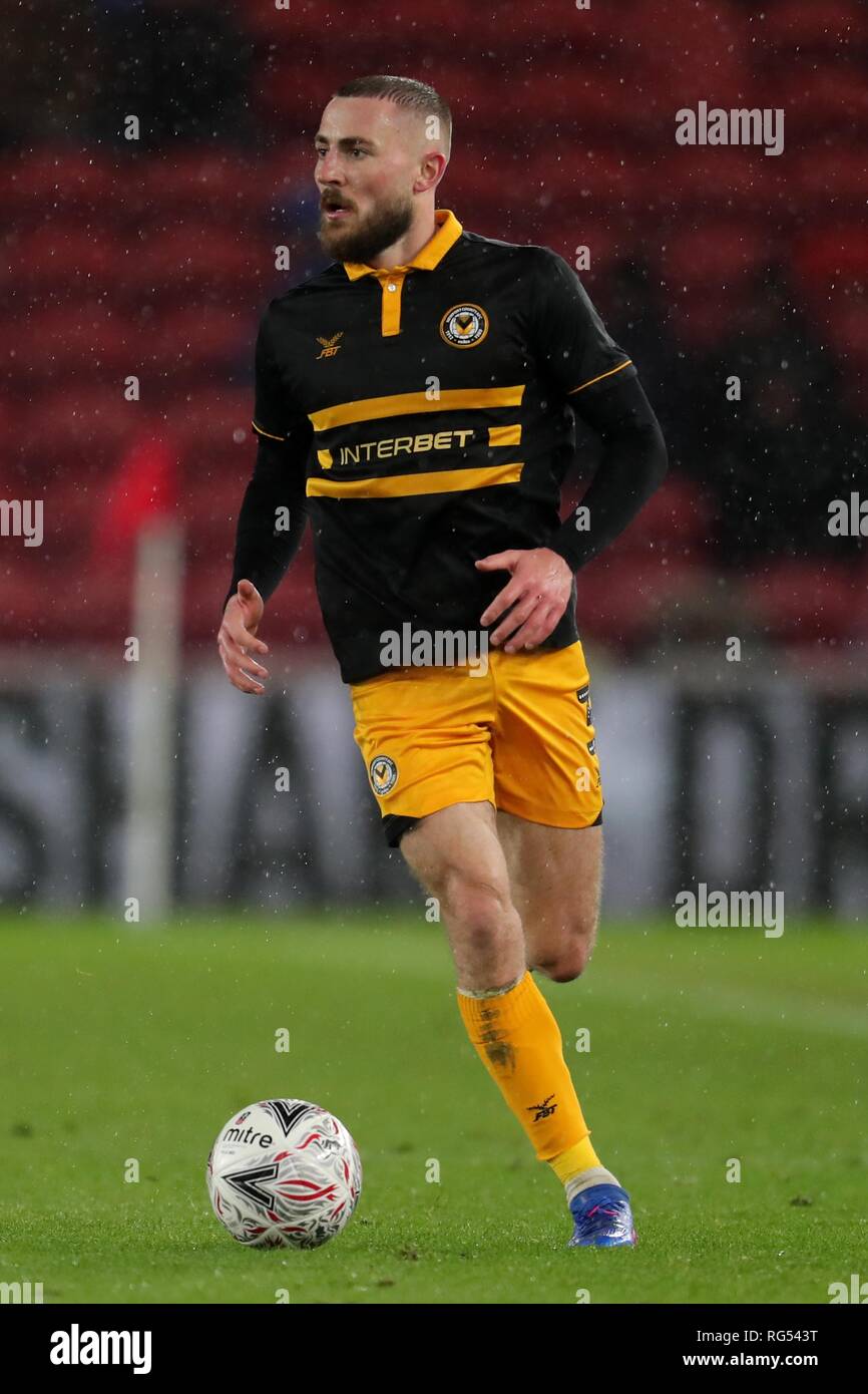 DAN BUTLER, NEWPORT COUNTY FC, MIDDLESBROUGH FC V NEWPORT COUNTY FC, EMIRATES FA CUP 4TH ROUND, 2019 Stock Photo