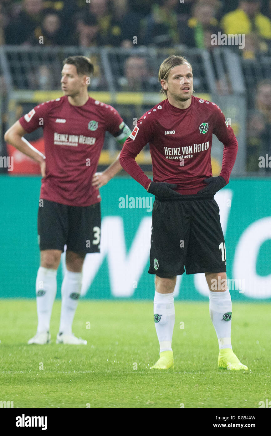 Dortmund, Deutschland. 26th Jan, 2019. Waldemar ANTON (left, H) and Iver FOSSUM (H) are disappointed, disappointed, disappointed, disappointed, sad, frustrated, frustrated, late-rate, full figure, upright, football 1st Bundesliga, 19th matchday, Borussia Dortmund (DO) - Hanover 96 (H) 5: 1, on 26.01.2019 in Dortmund/Germany. ¬ | usage worldwide Credit: dpa/Alamy Live News Stock Photo