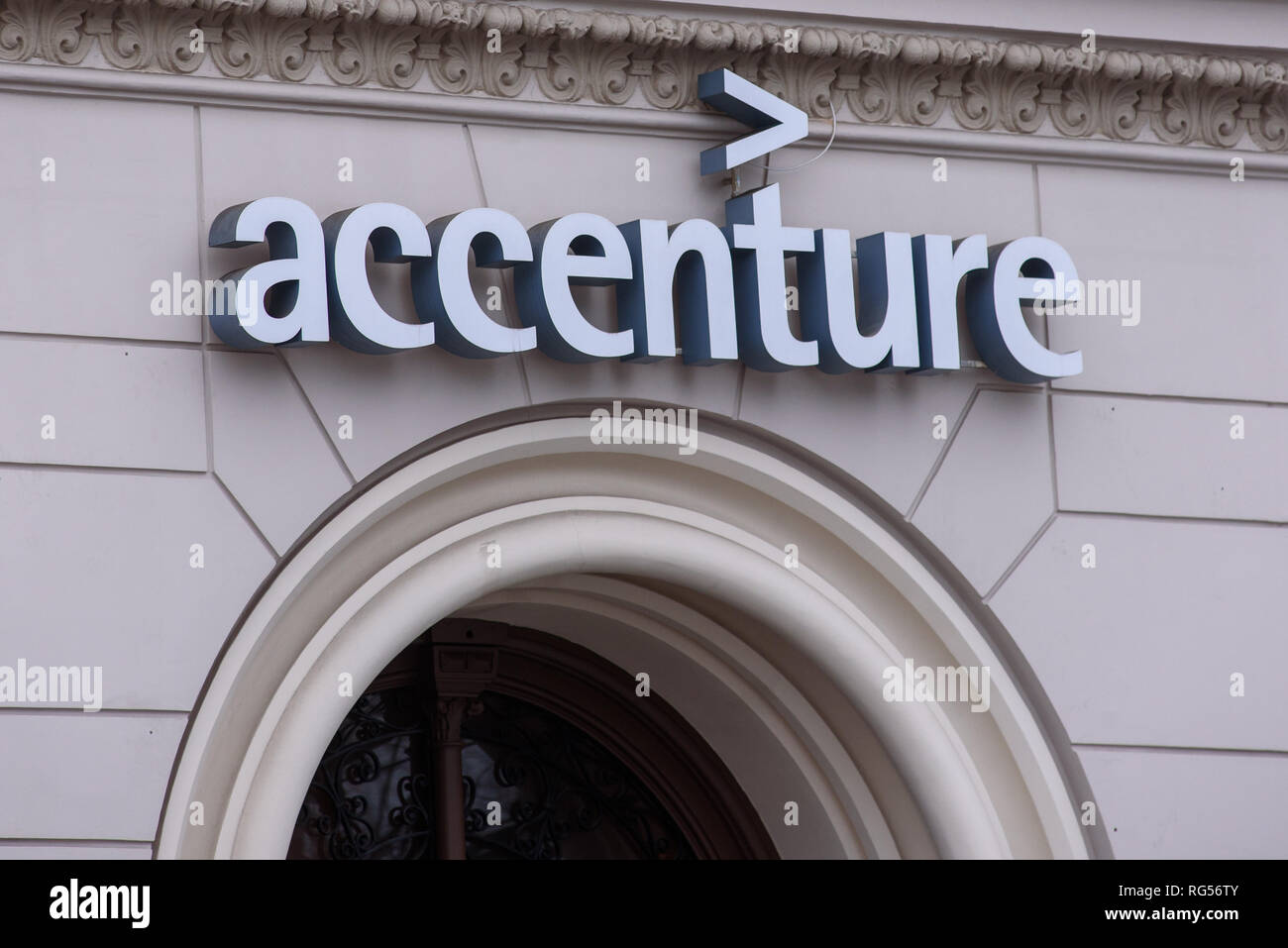 11.02.2018. RIGA, LATVIA. Logo of Accenture company. Accenture is a global  management consulting and professional services firm that provides strategy  Stock Photo - Alamy, image size:1300x957