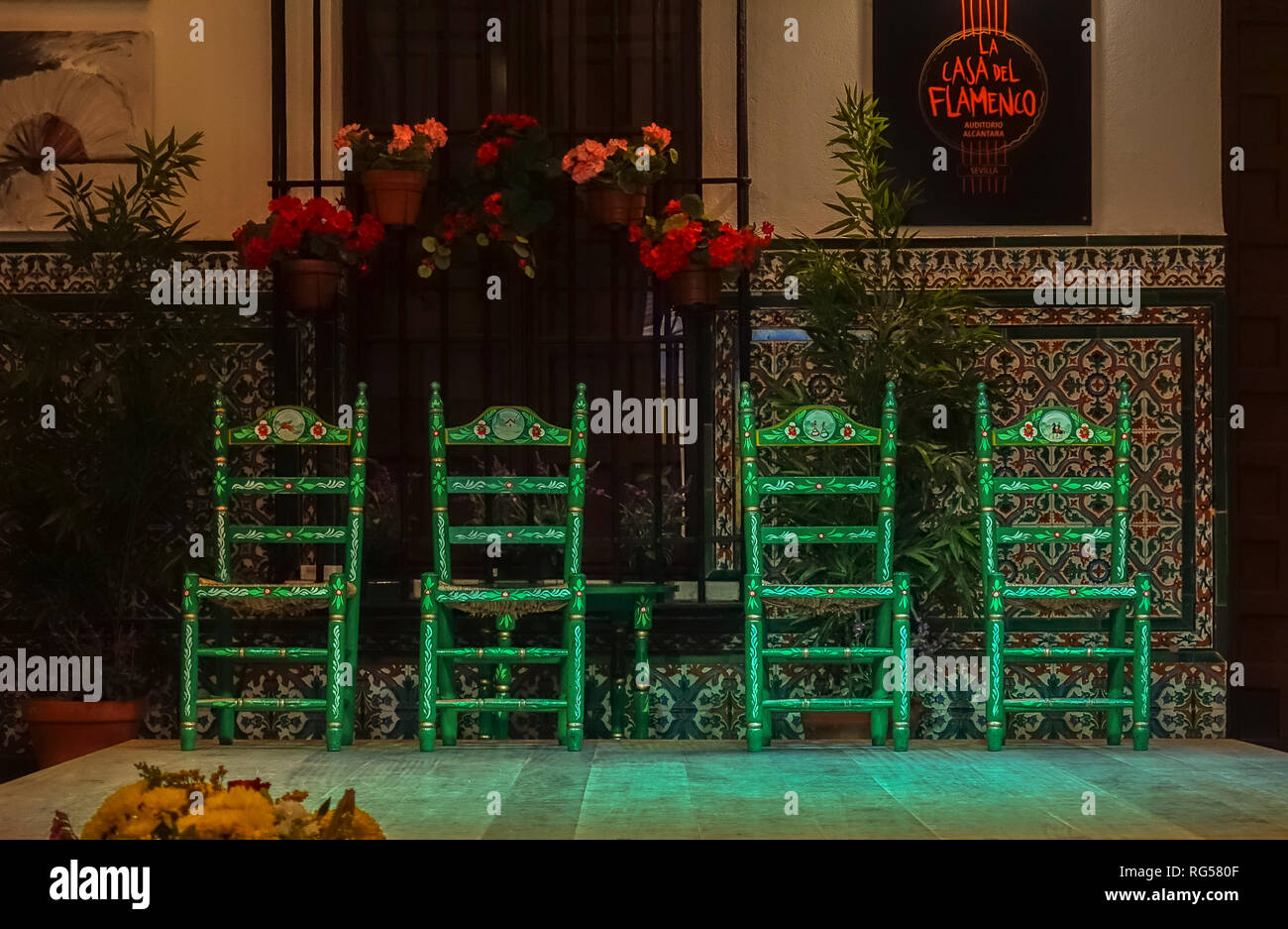 Interior Empty Stage Of La Casa Del Flamenco Santa Cruz Seville Andalucia Spain Stock Photo Alamy