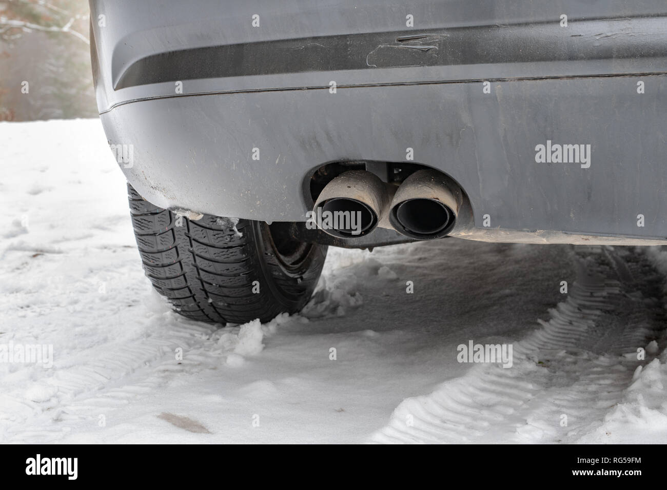 Exhaust pipe of a passenger car. Exhaust system in internal combustion