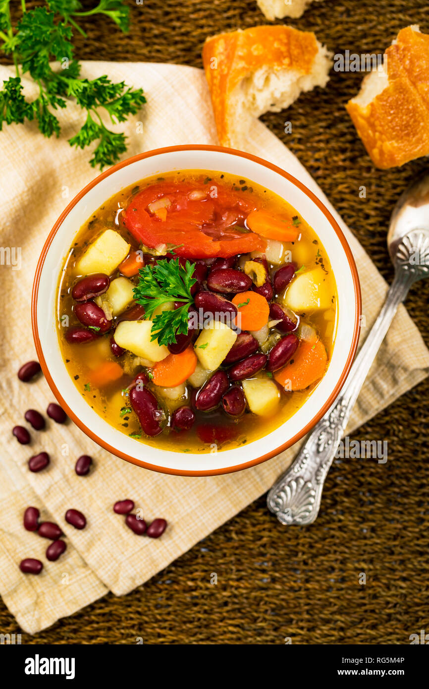 Vegetarian Red Kidney Bean Vegetable Soup Stock Photo Alamy
