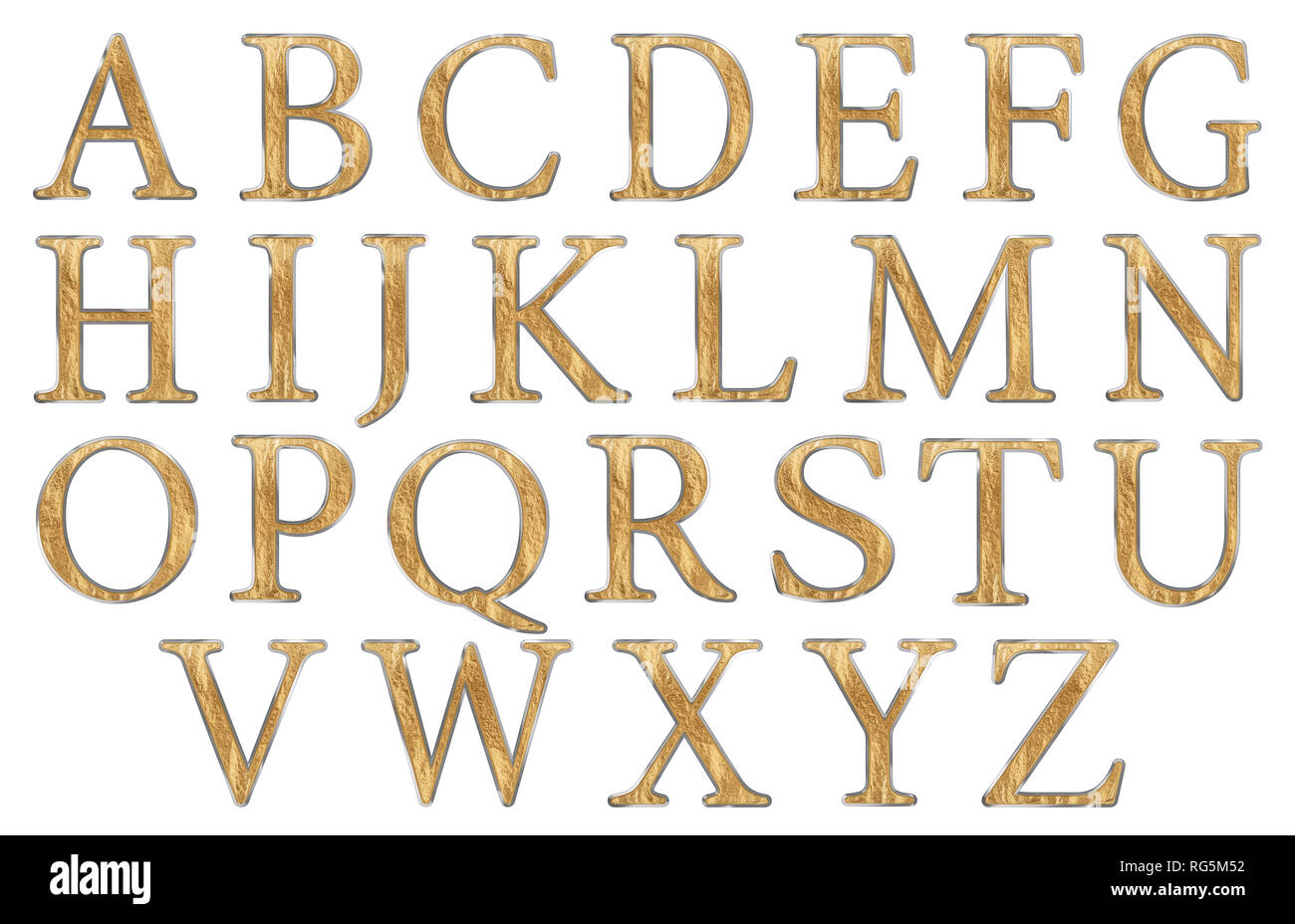 Times New Roman Gold Alphabet Stock Illustration - Illustration of