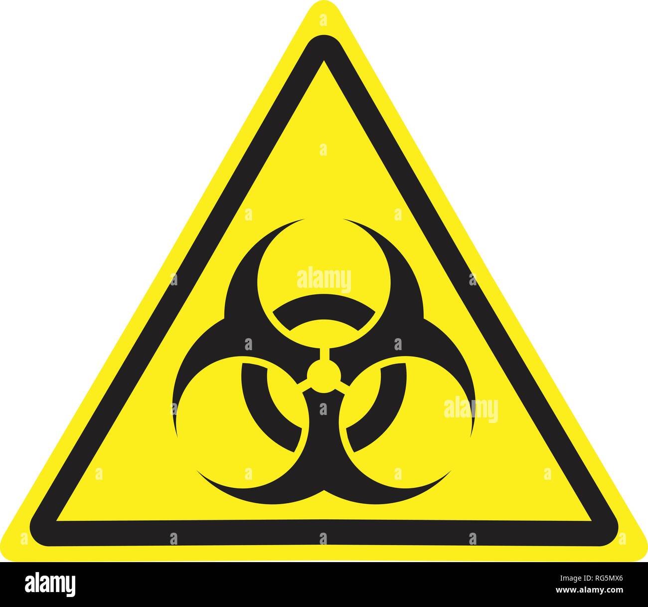 Yellow triangle warning sign with Biohazard symbol. Stock Vector