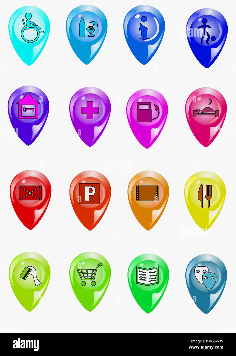 Set of map icons isolated on white background Stock Vector Image & Art ...