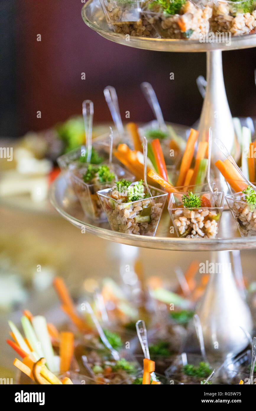 Cooked barley appetizer salad portions Stock Photo