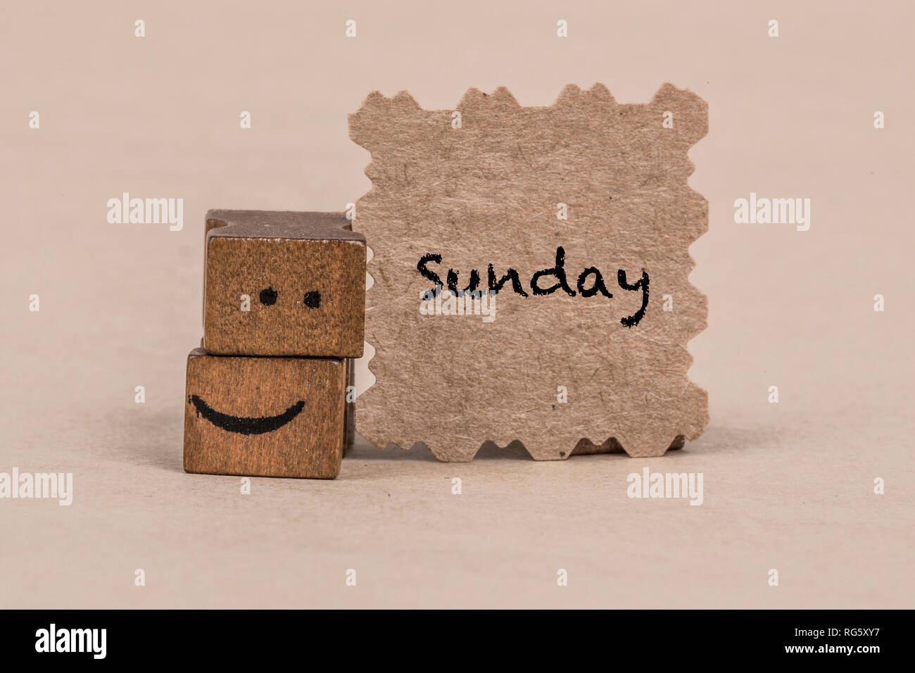 template for sunday with smiley face icon Stock Photo