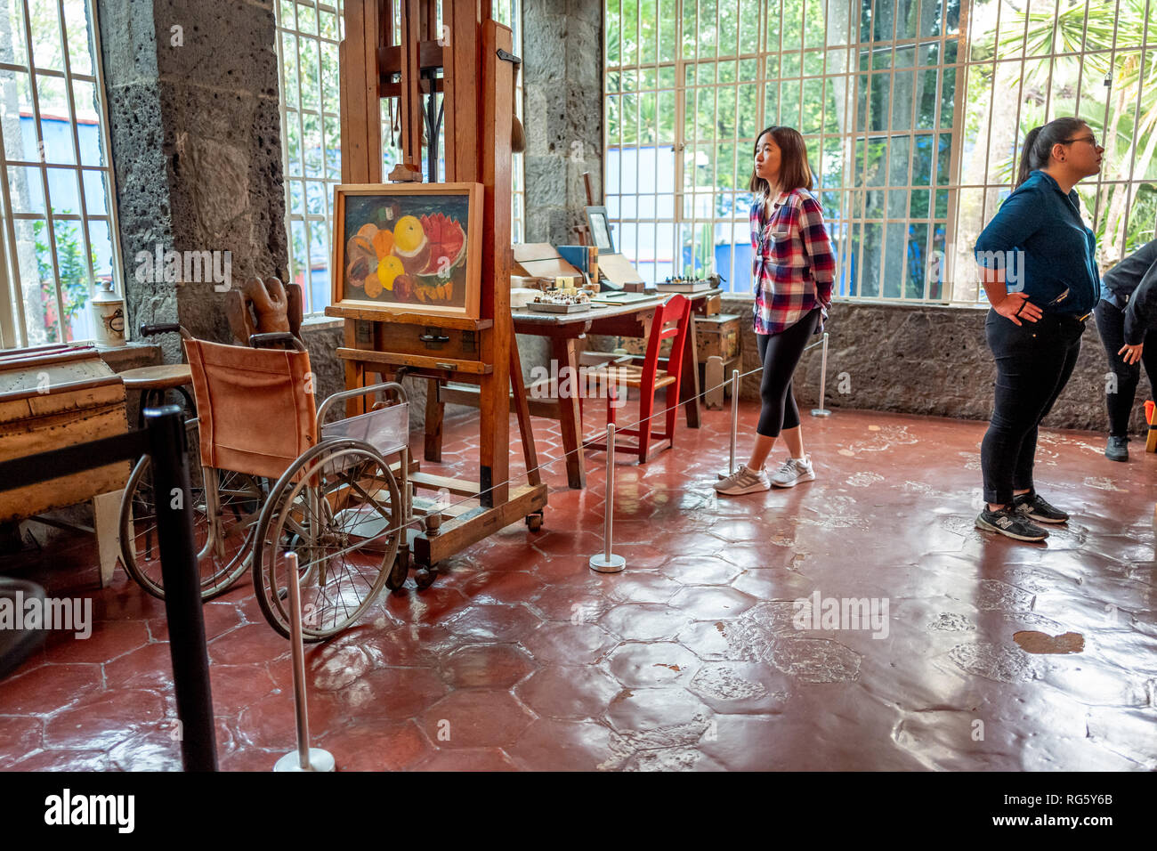 The studio inside the Casa Azul, or Blue House, in Mexico City, the museum dedicated to Frida Kahlo Stock Photo