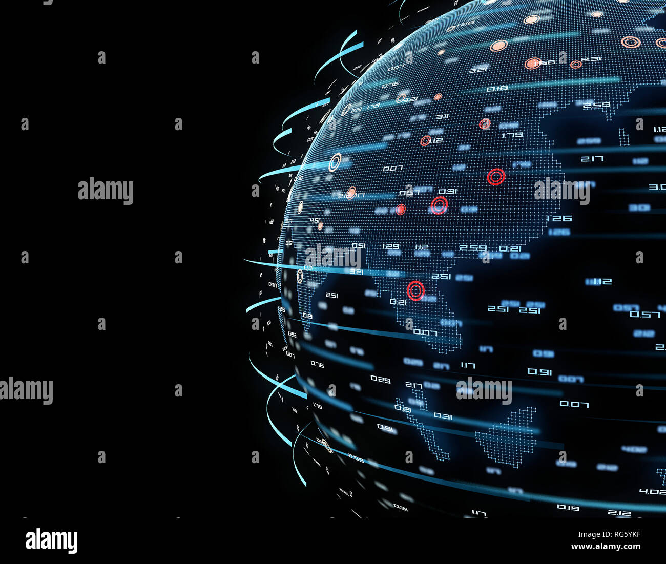 Technology earth, global network data transmission and communication ...
