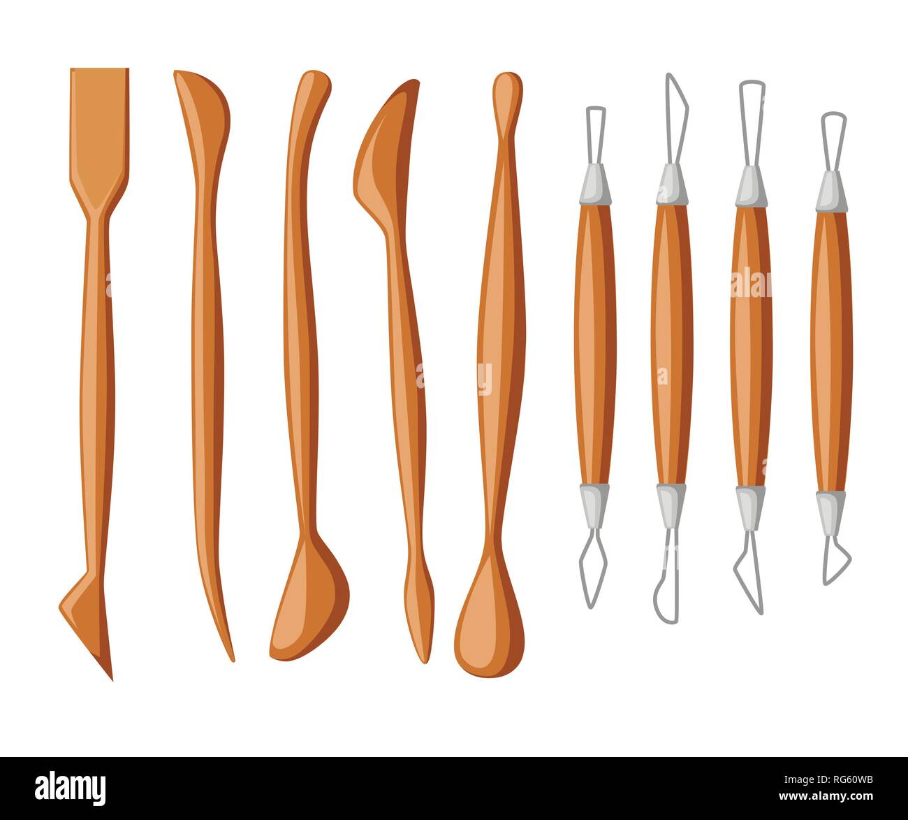Collection of sculpting tools. Set of clay modeling instrument. Wood and  metal material. Flat vector illustration isolated on white background Stock  Vector Image & Art - Alamy