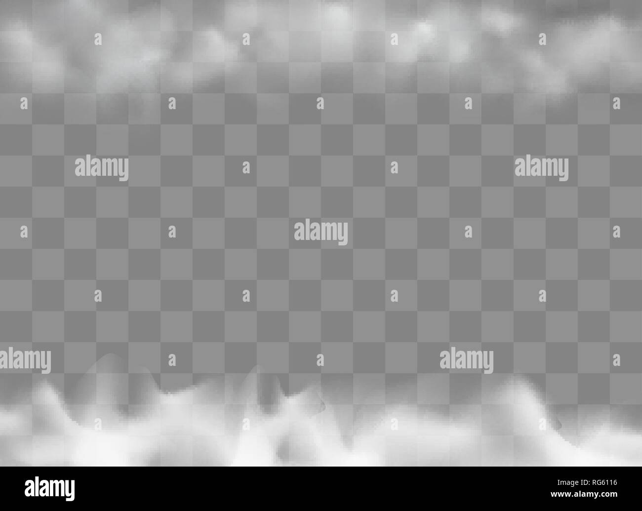 Fog or smoke isolated transparent special effect. White vector cloudiness, mist or smog background. Stock Vector