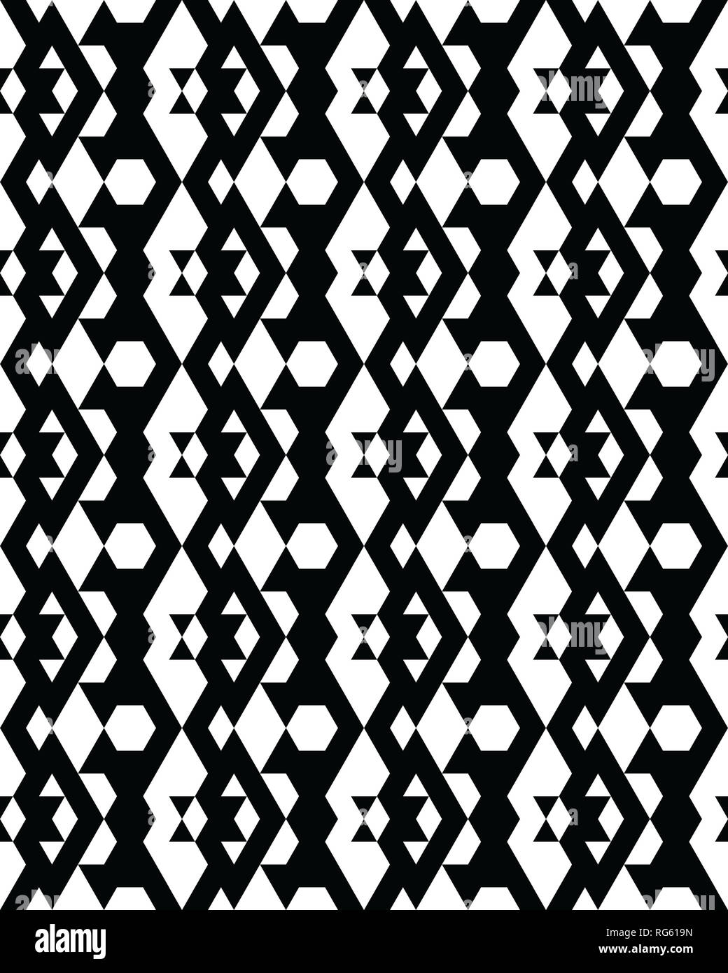 Seamless monochrome geometric patterns, design for packaging, print, covers, cards, wrapping, fabric, paper, interior Stock Photo
