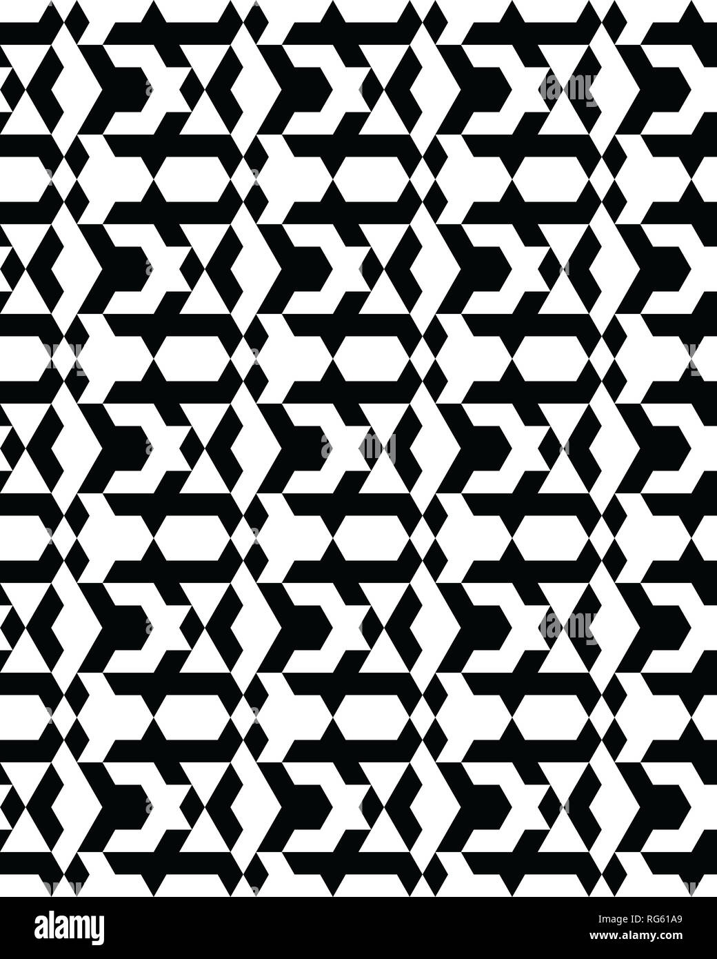 Seamless monochrome geometric patterns, design for packaging, print, covers, cards, wrapping, fabric, paper, interior Stock Photo