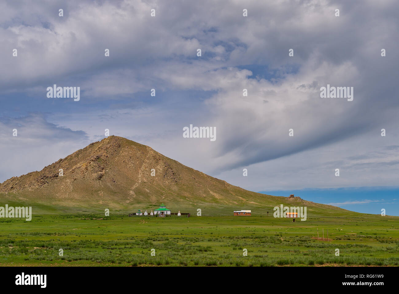 Temple in rural landscape, Mongolia Stock Photo