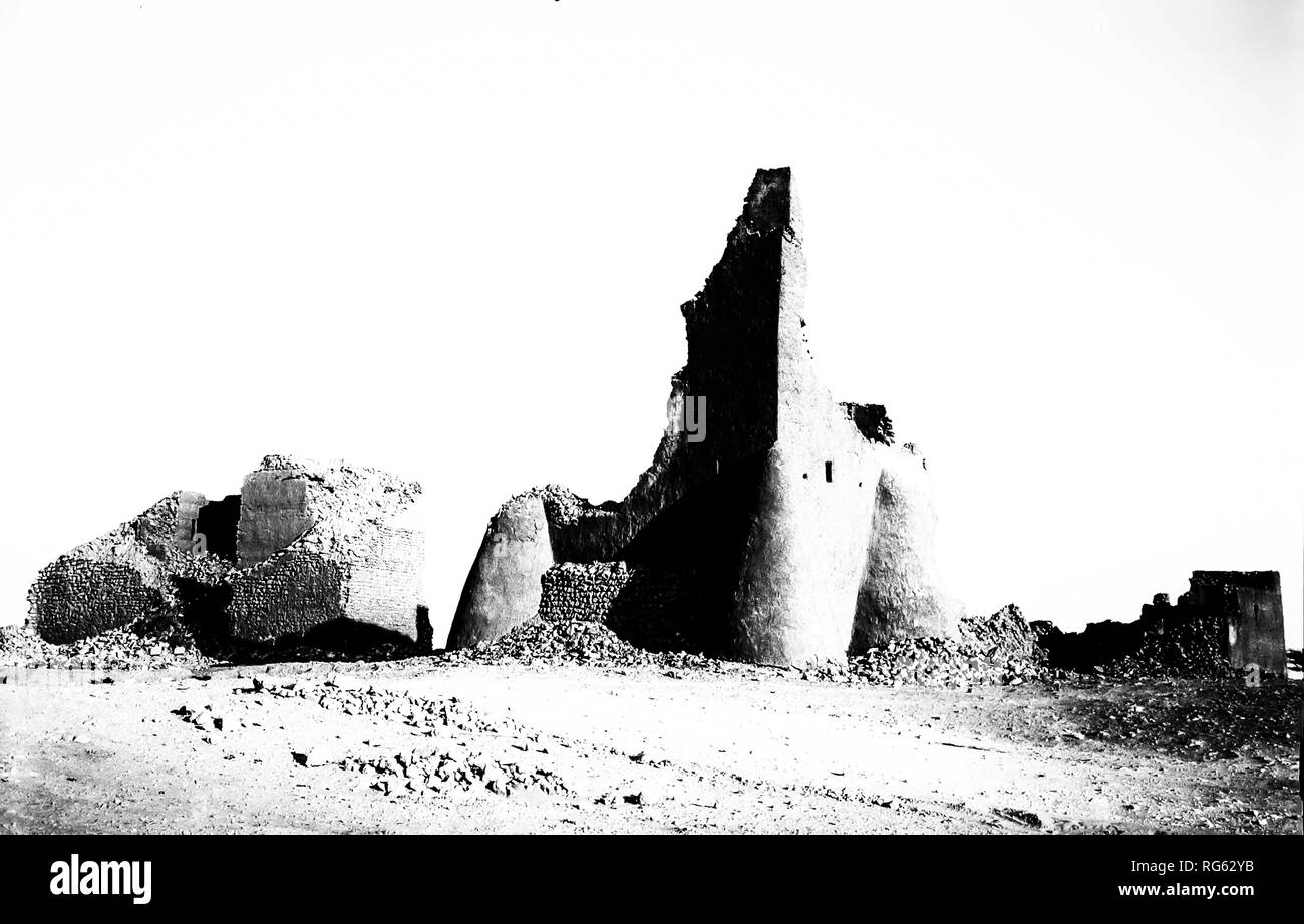 Qatar. The abandoned fortress in monochrome near Doha in the Independent Gulf State of Qatar in 1982 Stock Photo
