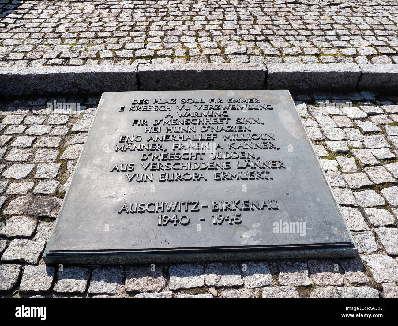 Auschwitz-Birkenau, Poland - July 31, 2017: Tables of condolences from ...