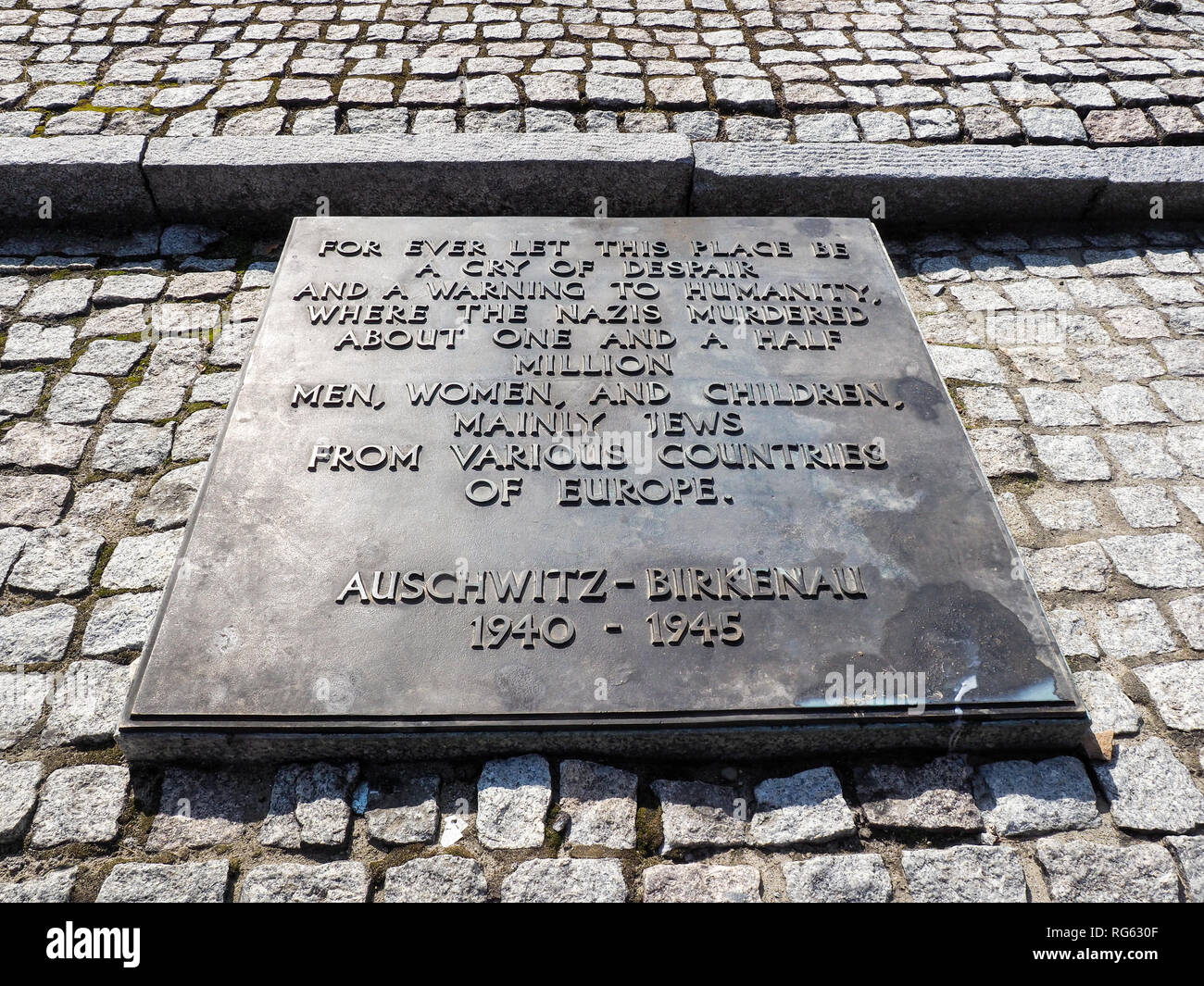 Auschwitz-Birkenau, Poland - July 31, 2017: Tables of condolences from ...