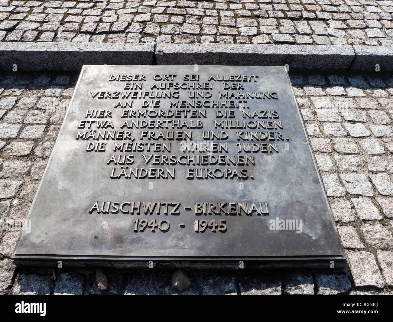 Auschwitz-Birkenau, Poland - July 31, 2017: Tables of condolences from ...